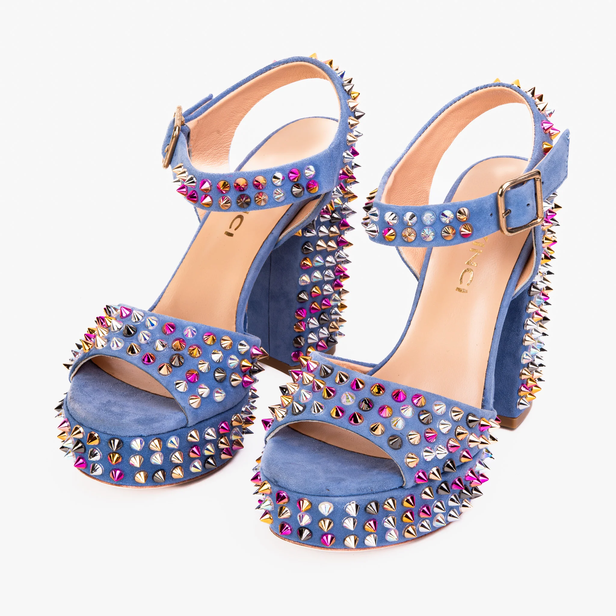 The Tampico Blue Suede Leather Spike Platform Heel Women Sandal - Image 7