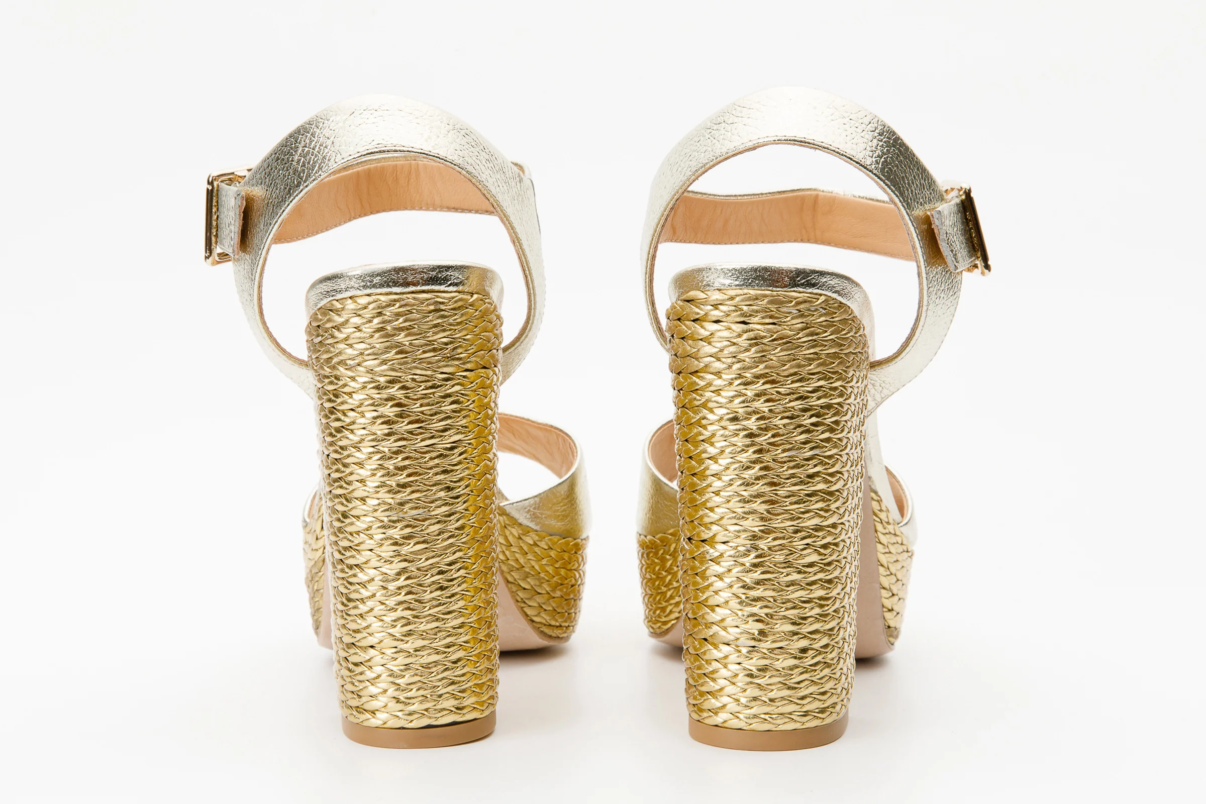 The Tampico Platform Heel Gold Leather Women Sandal - Image 5