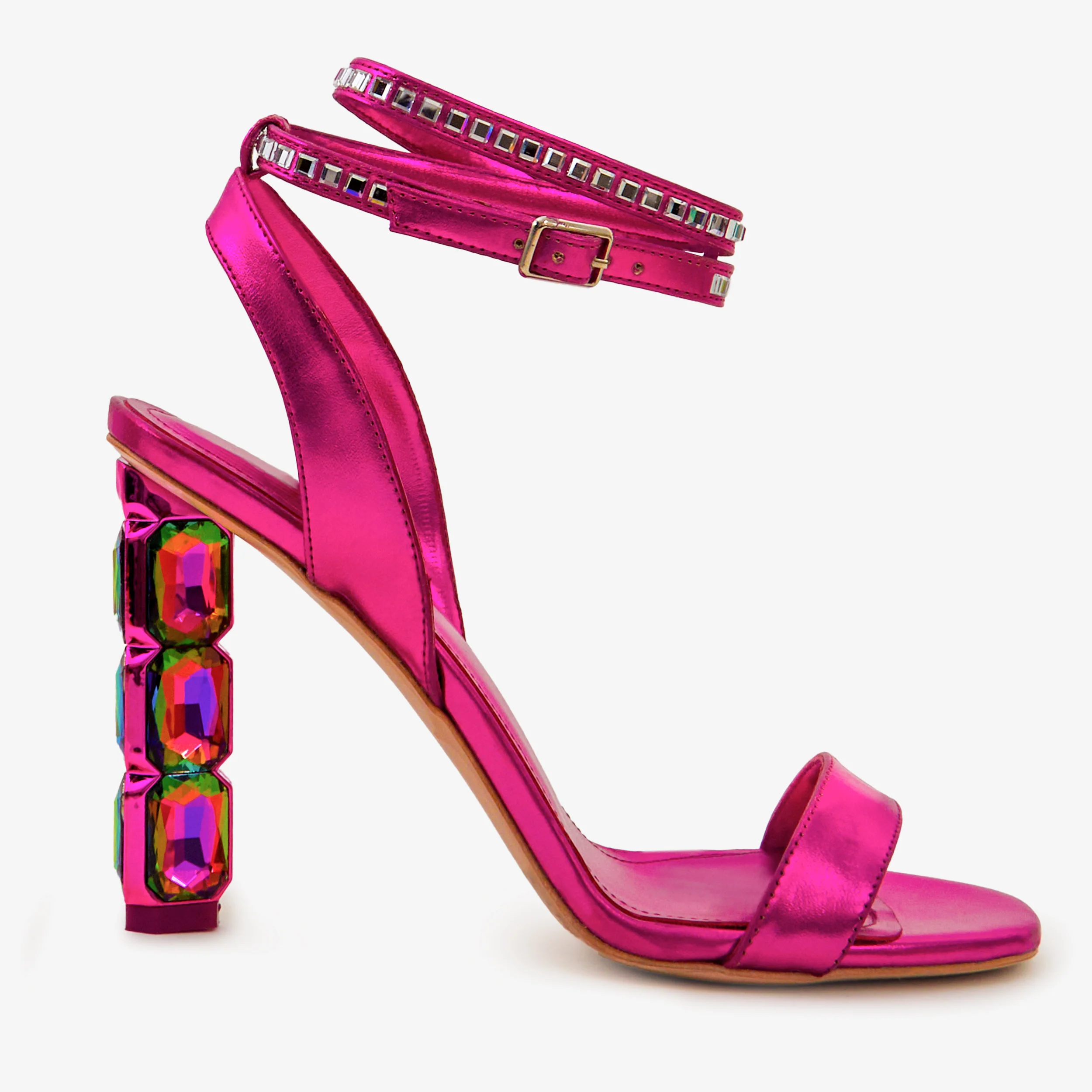 The Torola Fuchsia Stony Heel Leather Women Sandal Final Sale! - Image 2