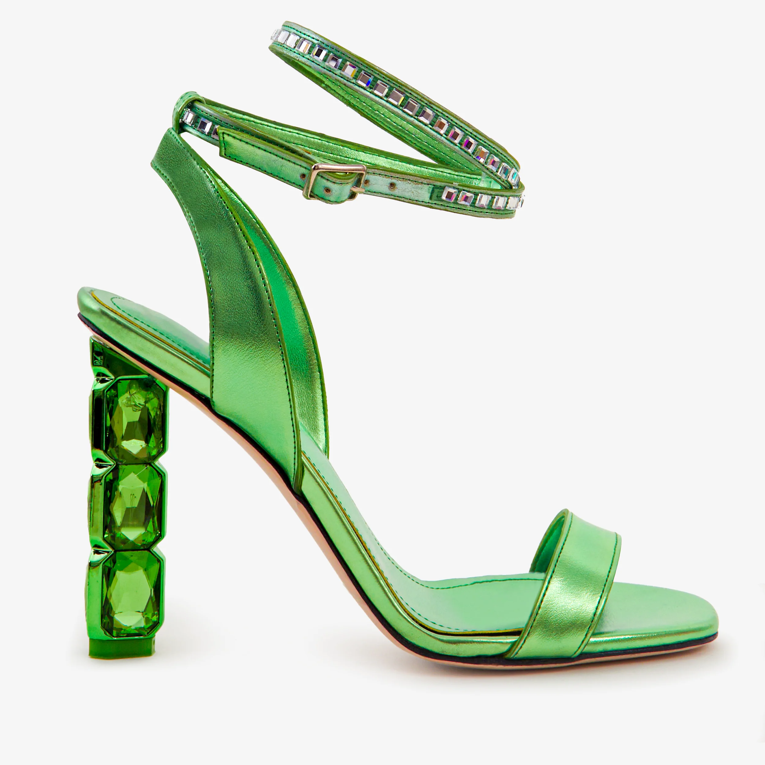 The Torola Green Stony Heel Leather Women Sandal Final Sale! - Image 2