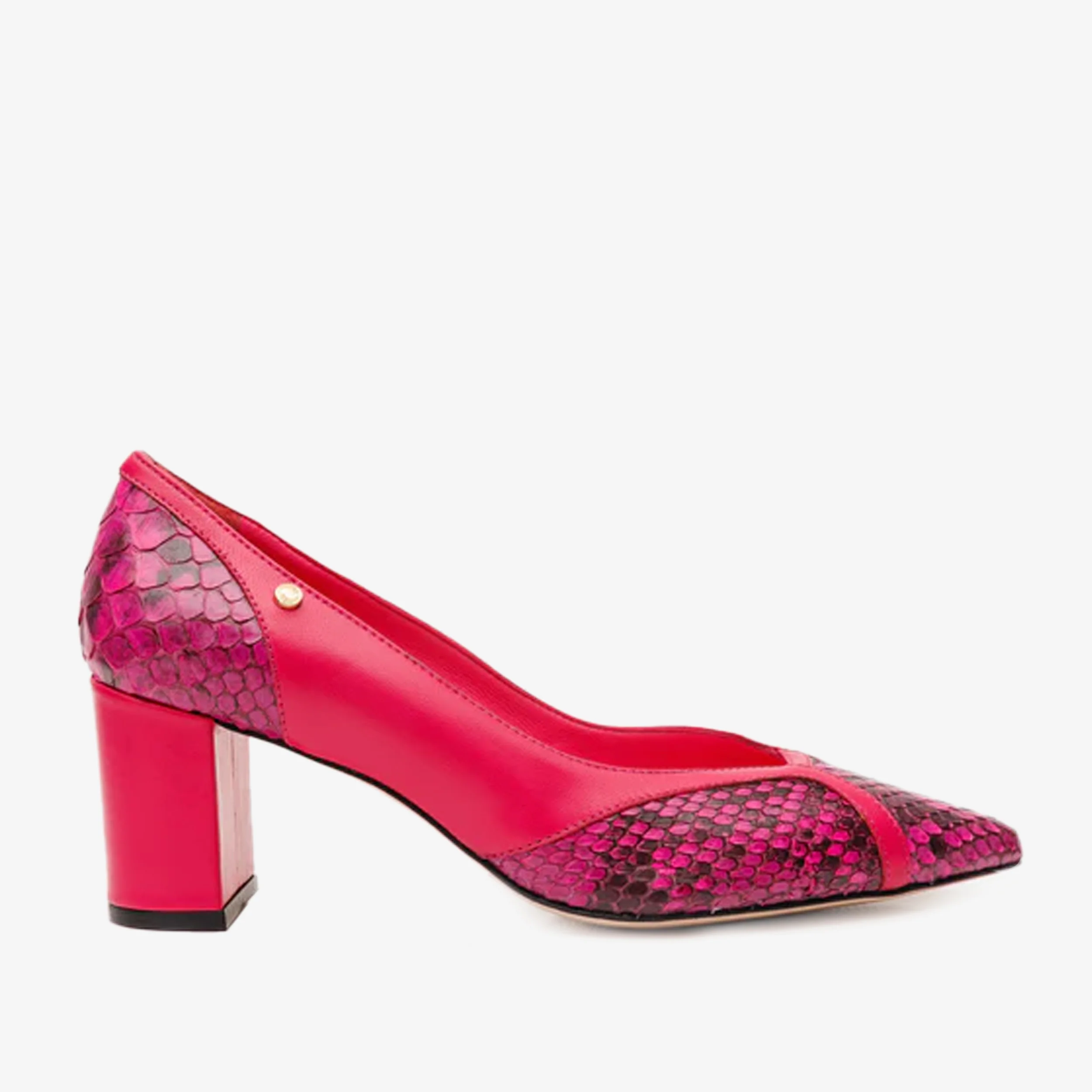 The Toskana Fuchsia Pythn Leather Block Heel Pump Women Shoe - Image 2