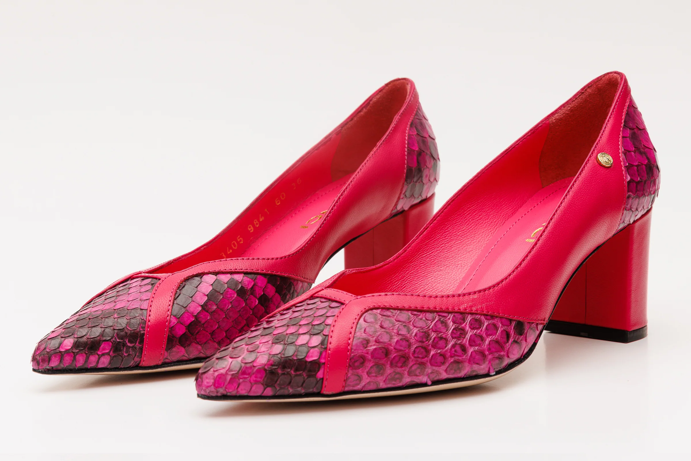 The Toskana Fuchsia Pythn Leather Block Heel Pump Women Shoe - Image 5