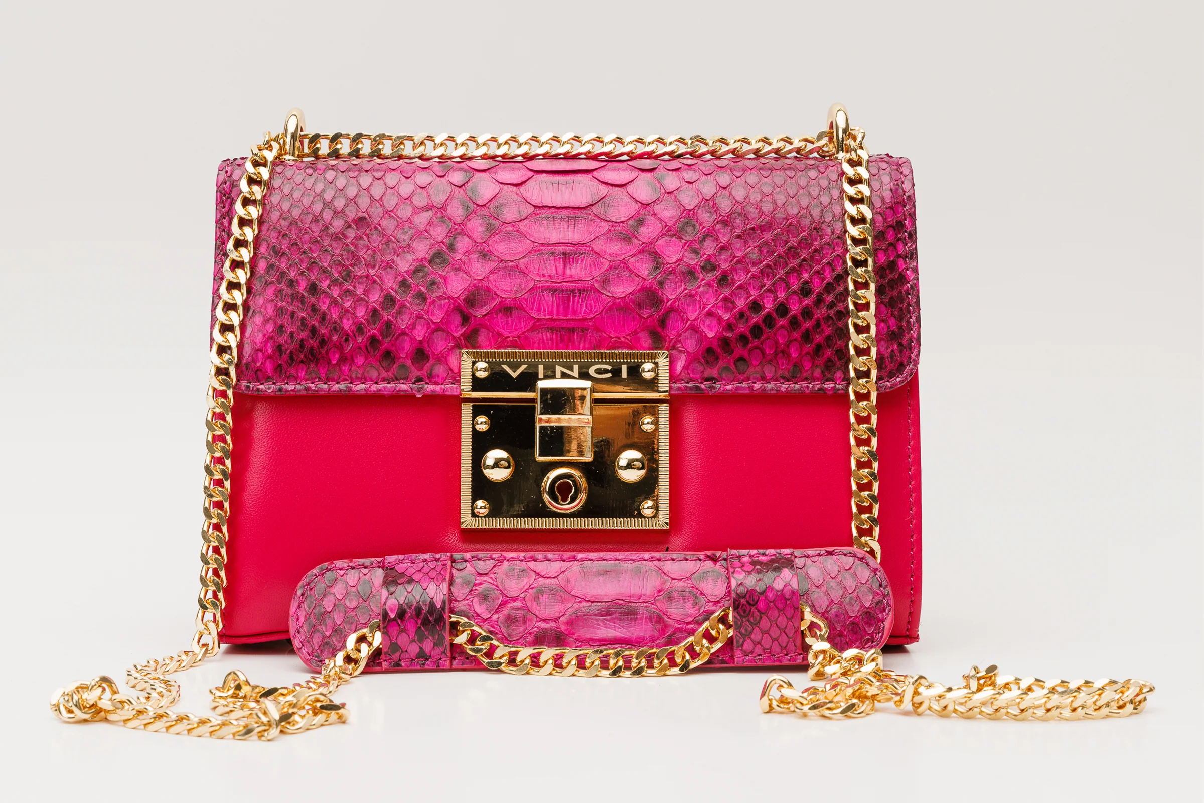The Toskana Fuchsia Pythn Leather Handbag - Image 4
