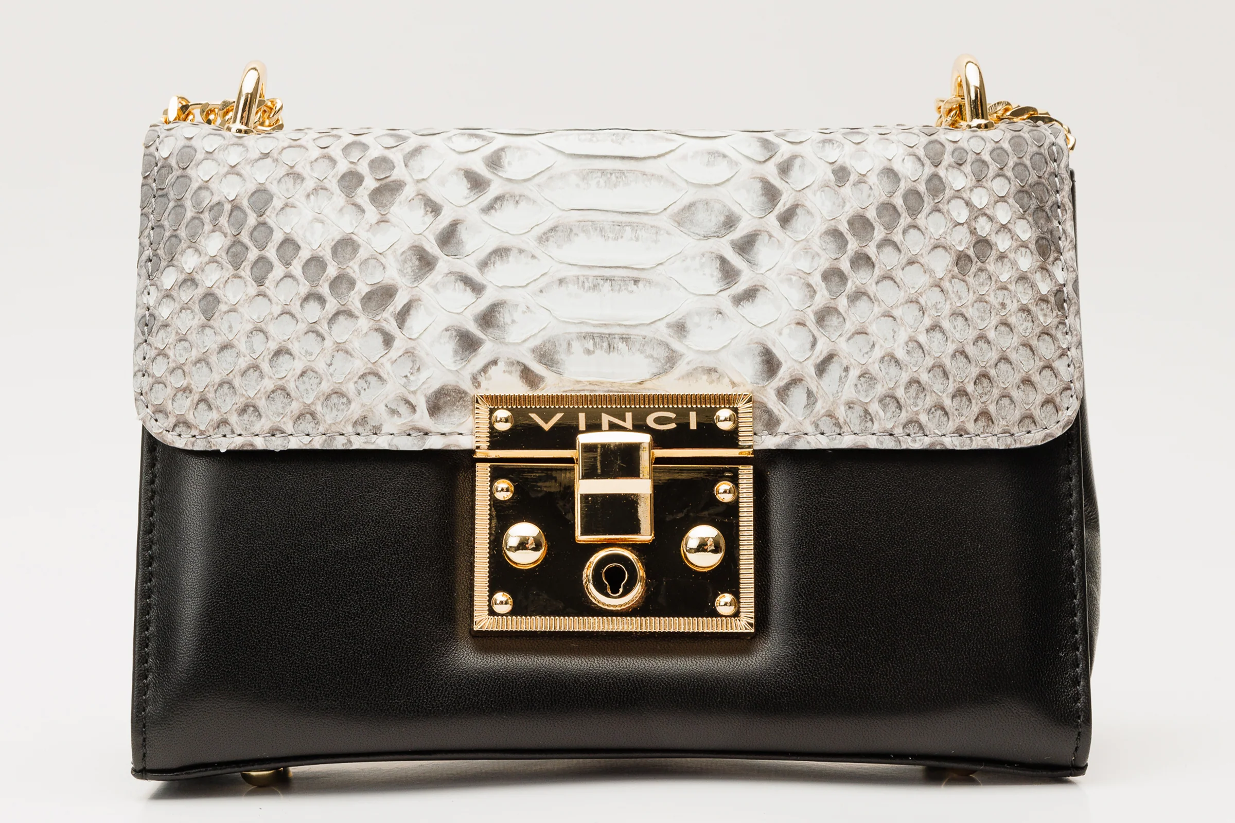 The Toskana Natural & Black Pythn Leather Handbag - Image 2