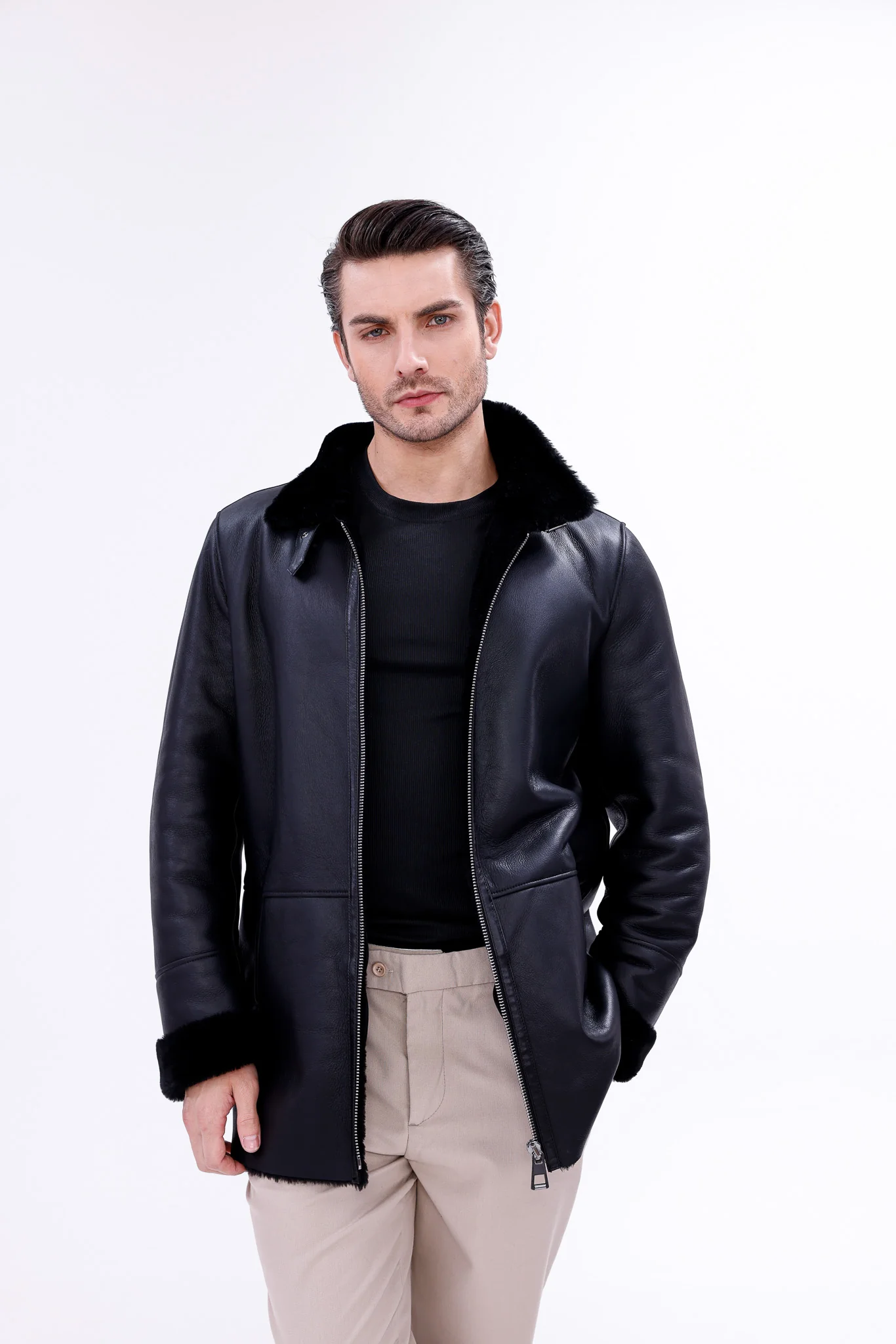 The Treviso Black Shearling Men Jacket - Image 11