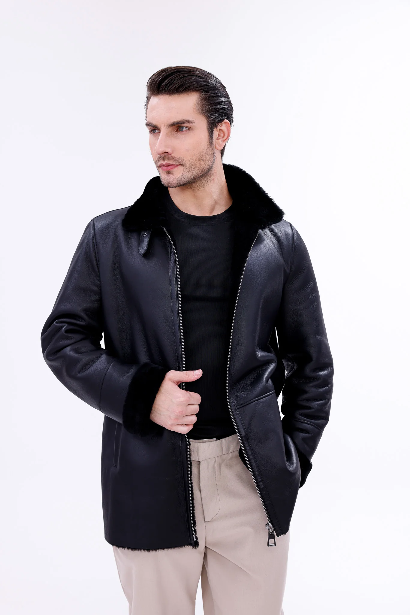 The Treviso Black Shearling Men Jacket - Image 2