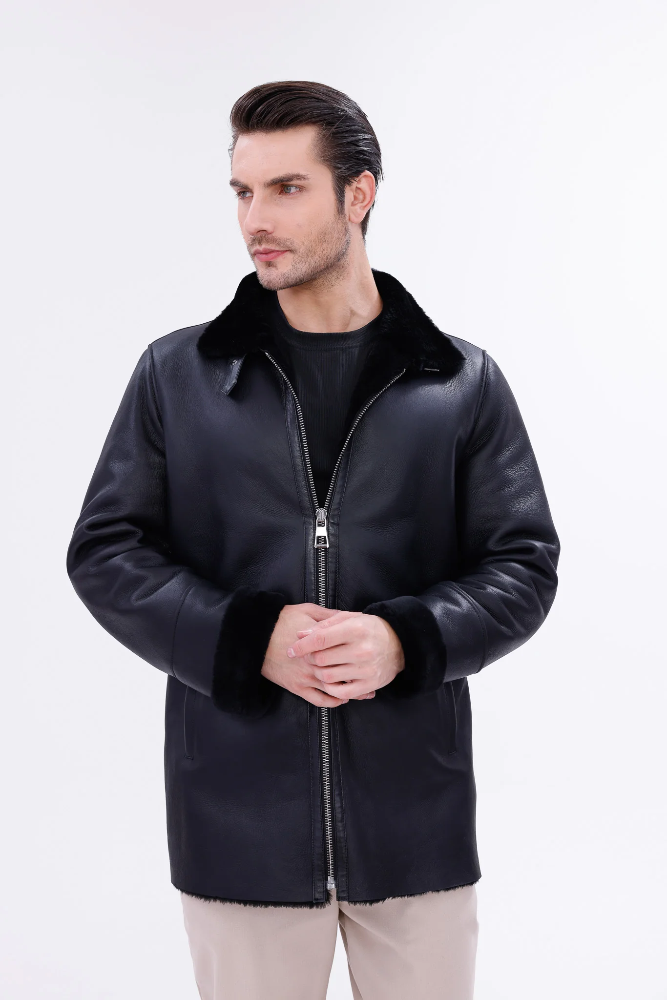 The Treviso Black Shearling Men Jacket - Image 8
