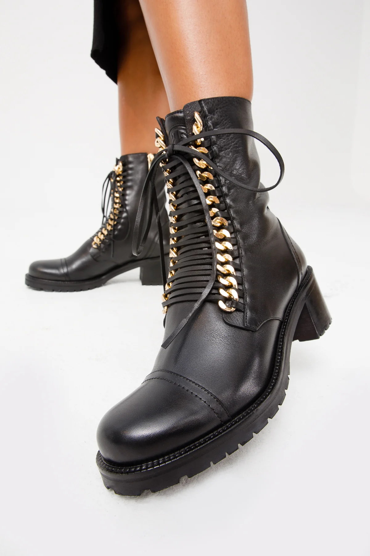 The Tuna Black Leather Mid Calf Women Boot - Image 3