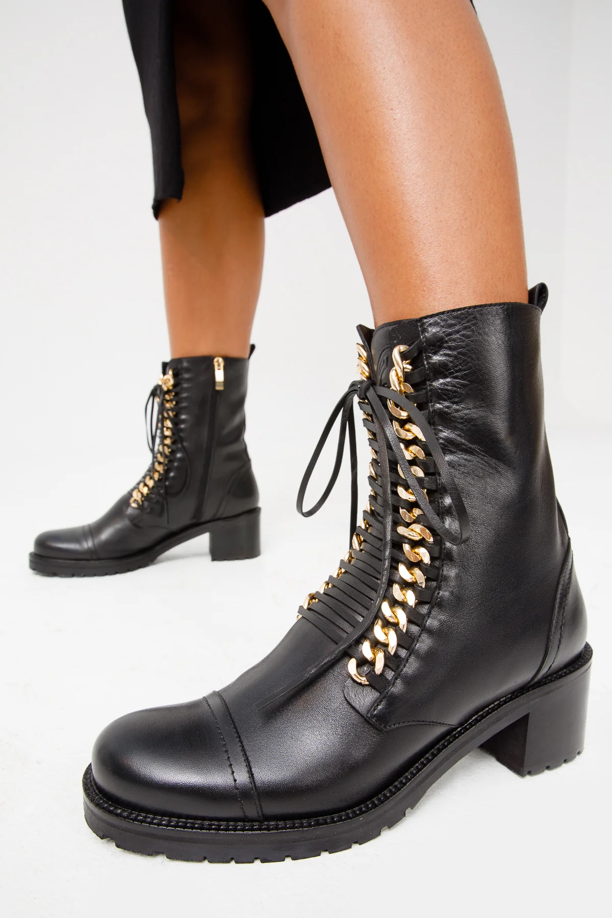 The Tuna Black Leather Mid Calf Women Boot - Image 8