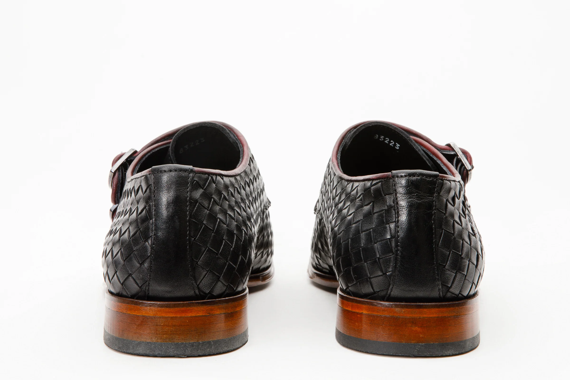 The Turan Black Woven Double Monk Strap Dress Men Shoe - Image 6