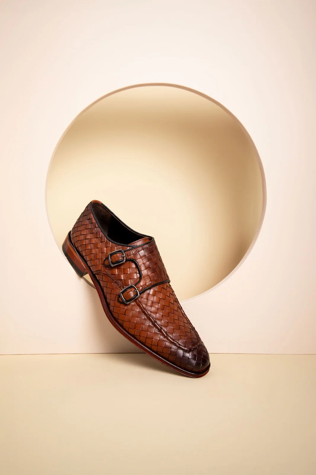 The Turan Brown Woven Double Monk Strap Dress Men Shoe - Image 12