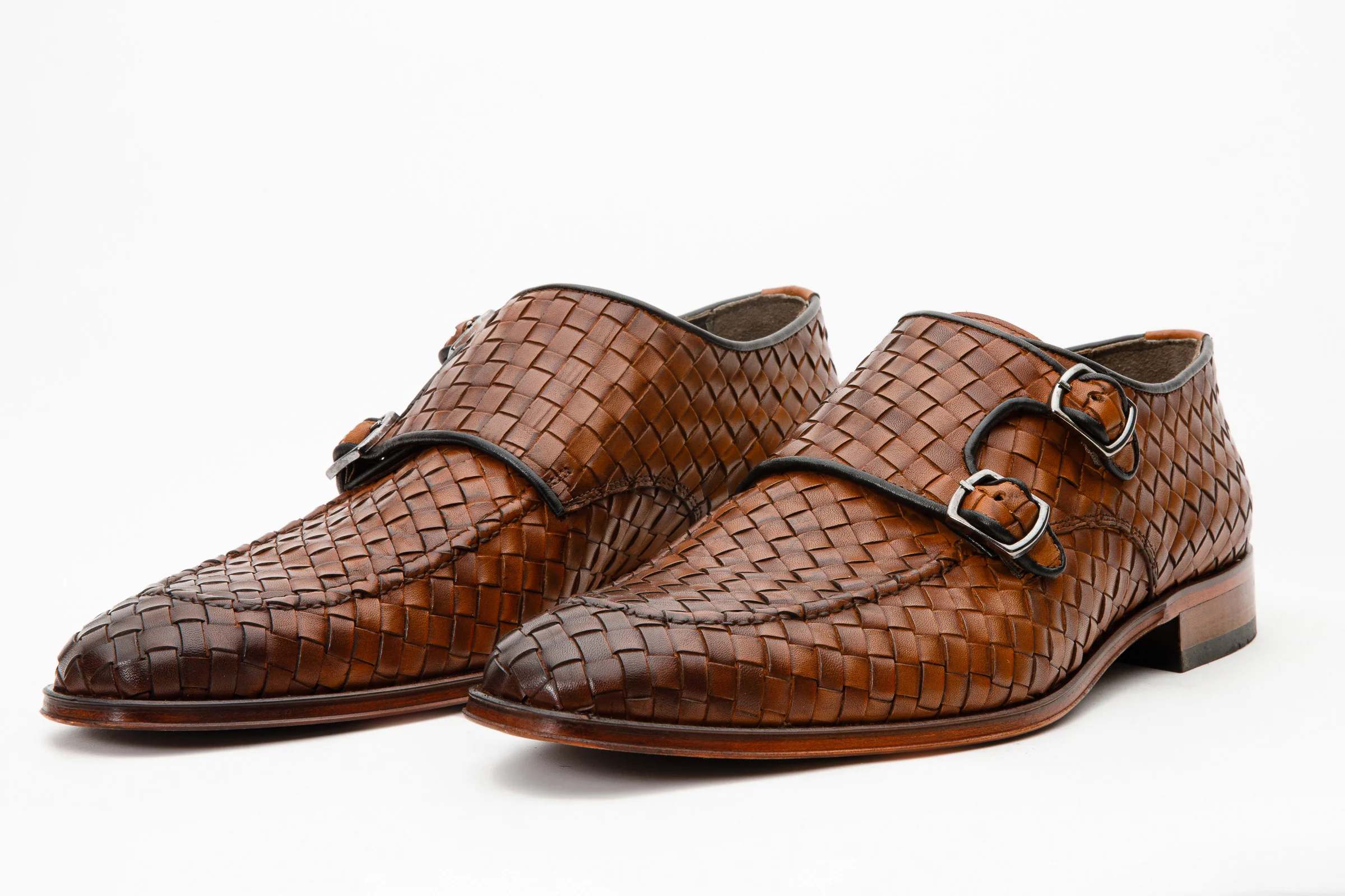 The Turan Brown Woven Double Monk Strap Dress Men Shoe - Image 2