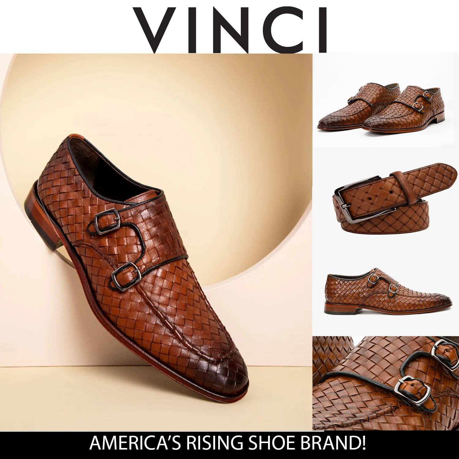 The Turan Brown Woven Double Monk Strap Dress Men Shoe - Image 5