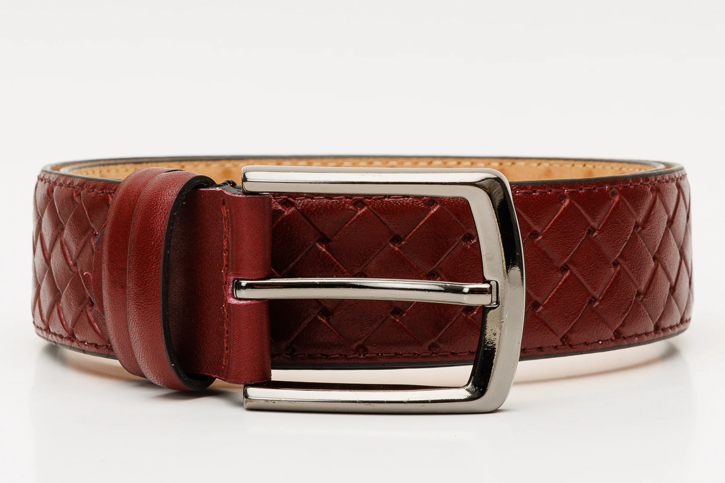 The Turan Burgundy Woven Leather Belt - Image 4