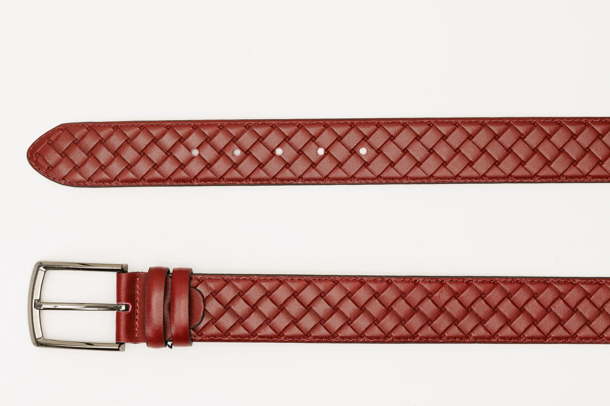 The Turan Burgundy Woven Leather Belt - Image 5