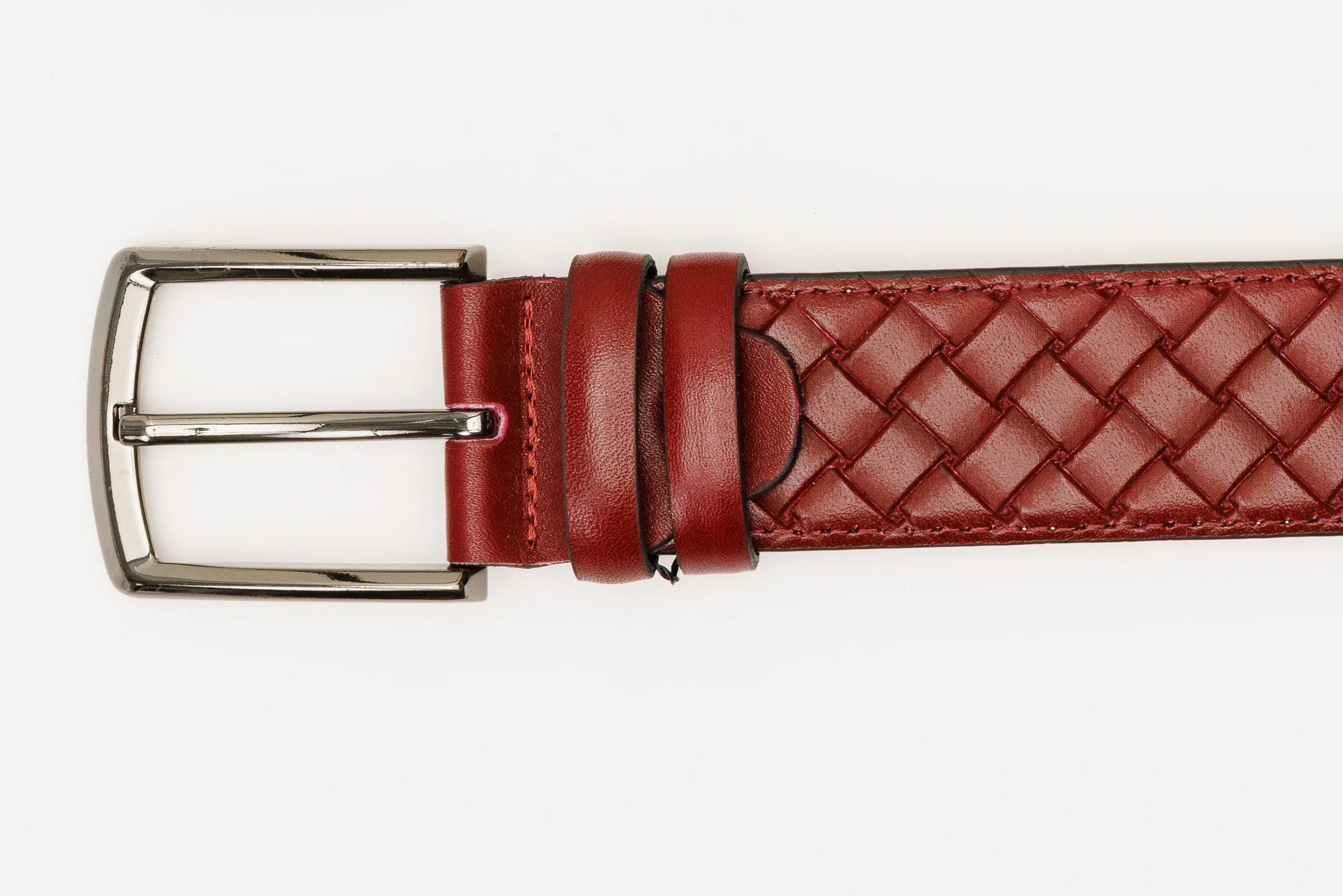 The Turan Burgundy Woven Leather Belt - Image 6