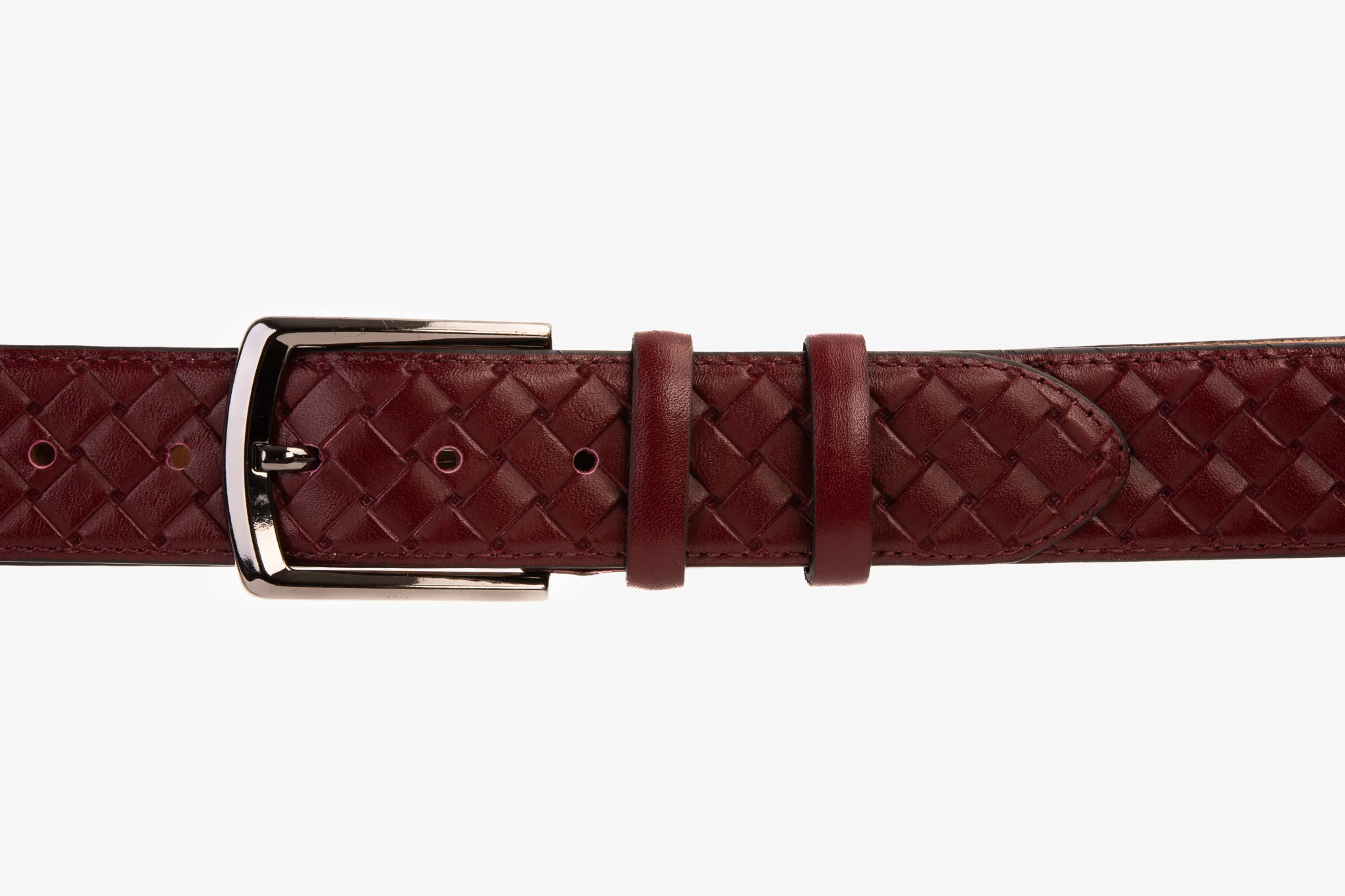 The Turan Burgundy Woven Leather Belt - Image 7