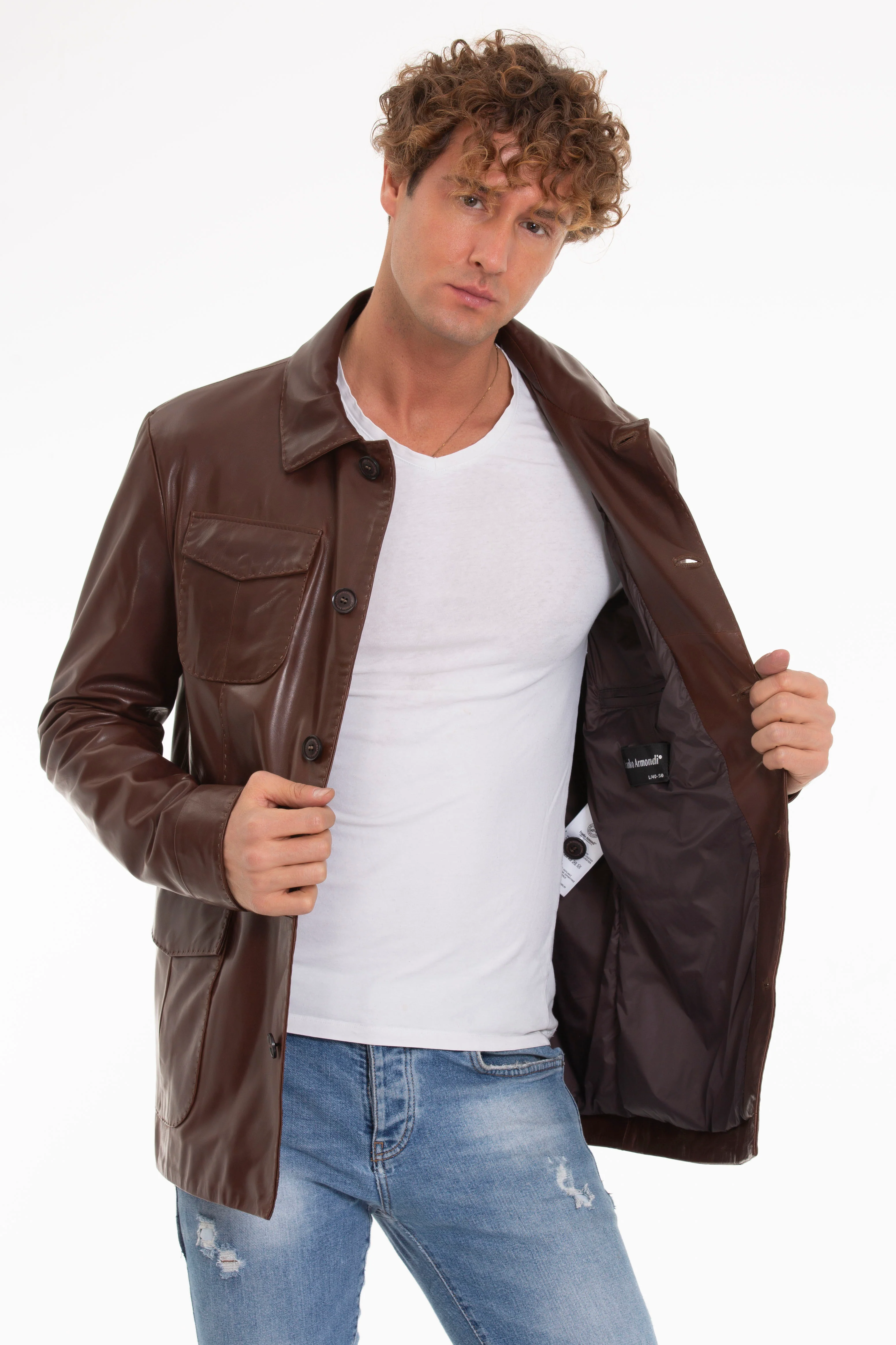 The Turro Brown Leather Men Jacket - Image 2