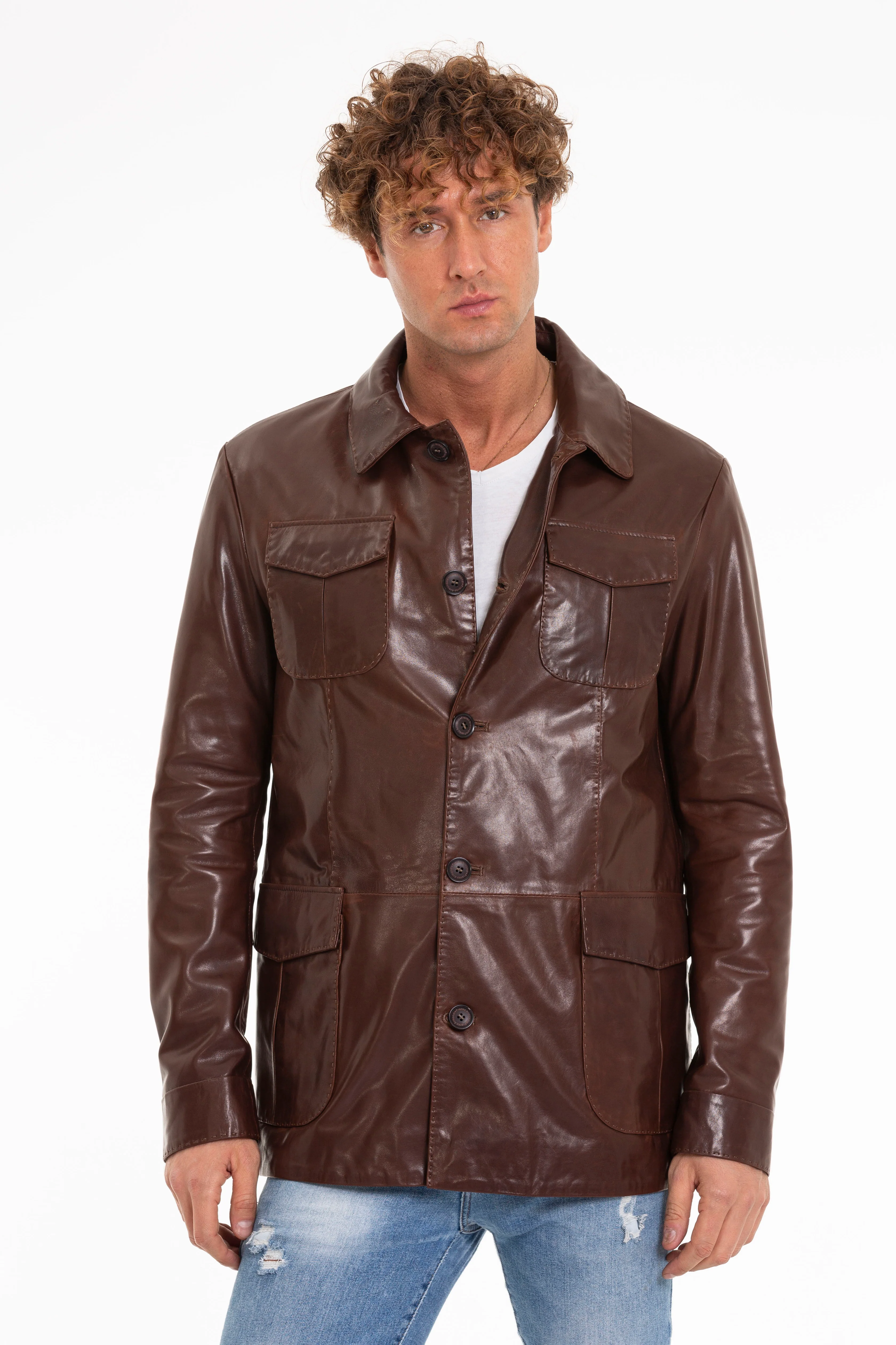 The Turro Brown Leather Men Jacket - Image 3