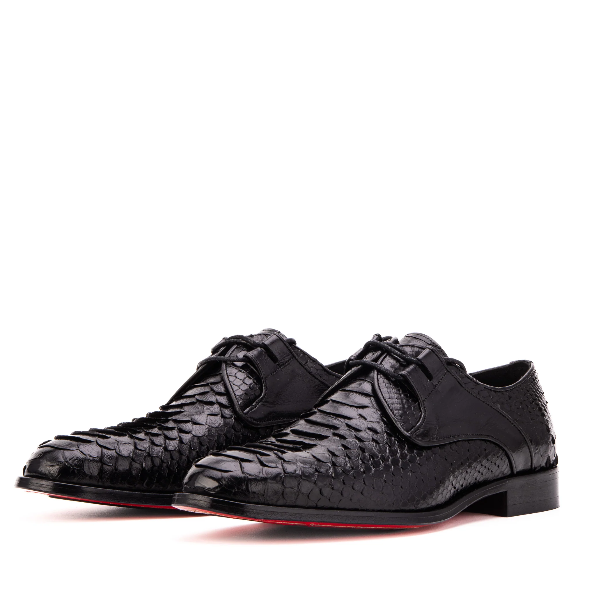 The Valmont Black Python Leather Derby Men Shoe - Image 2