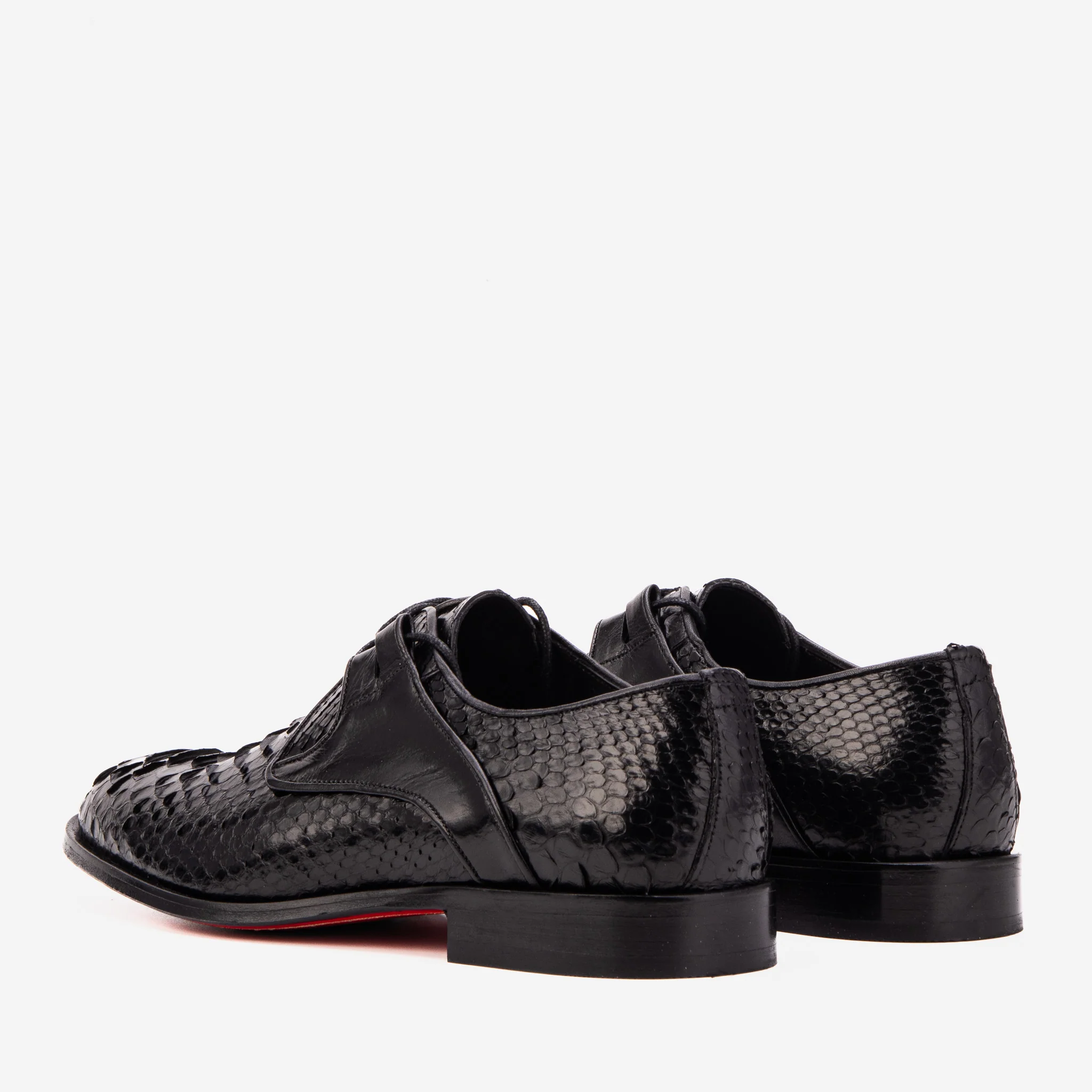 The Valmont Black Python Leather Derby Men Shoe - Image 4
