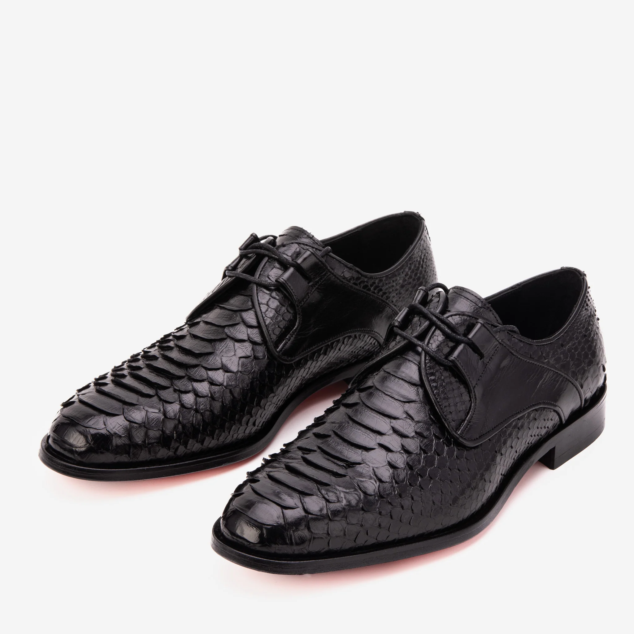 The Valmont Black Python Leather Derby Men Shoe - Image 6