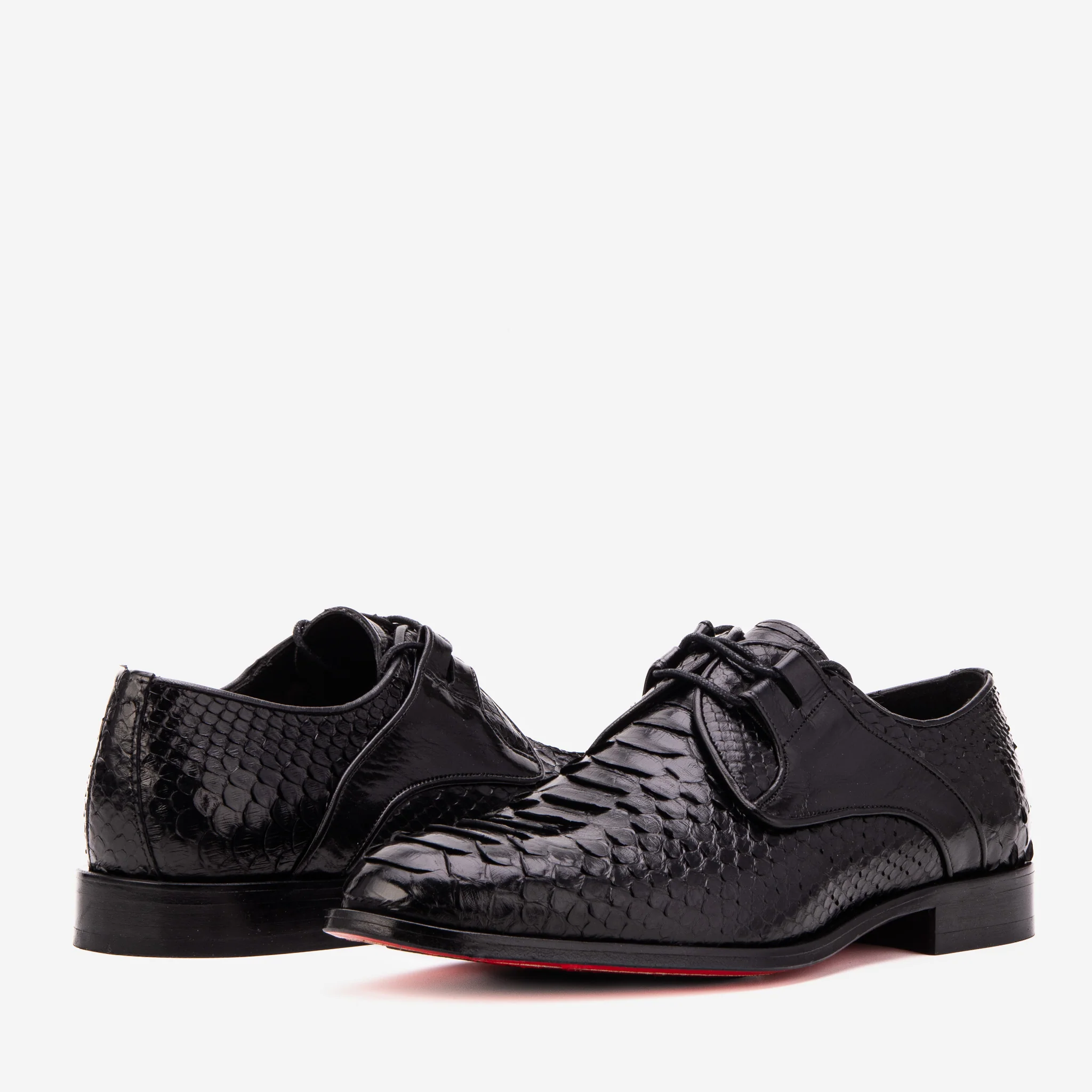 The Valmont Black Python Leather Derby Men Shoe - Image 7