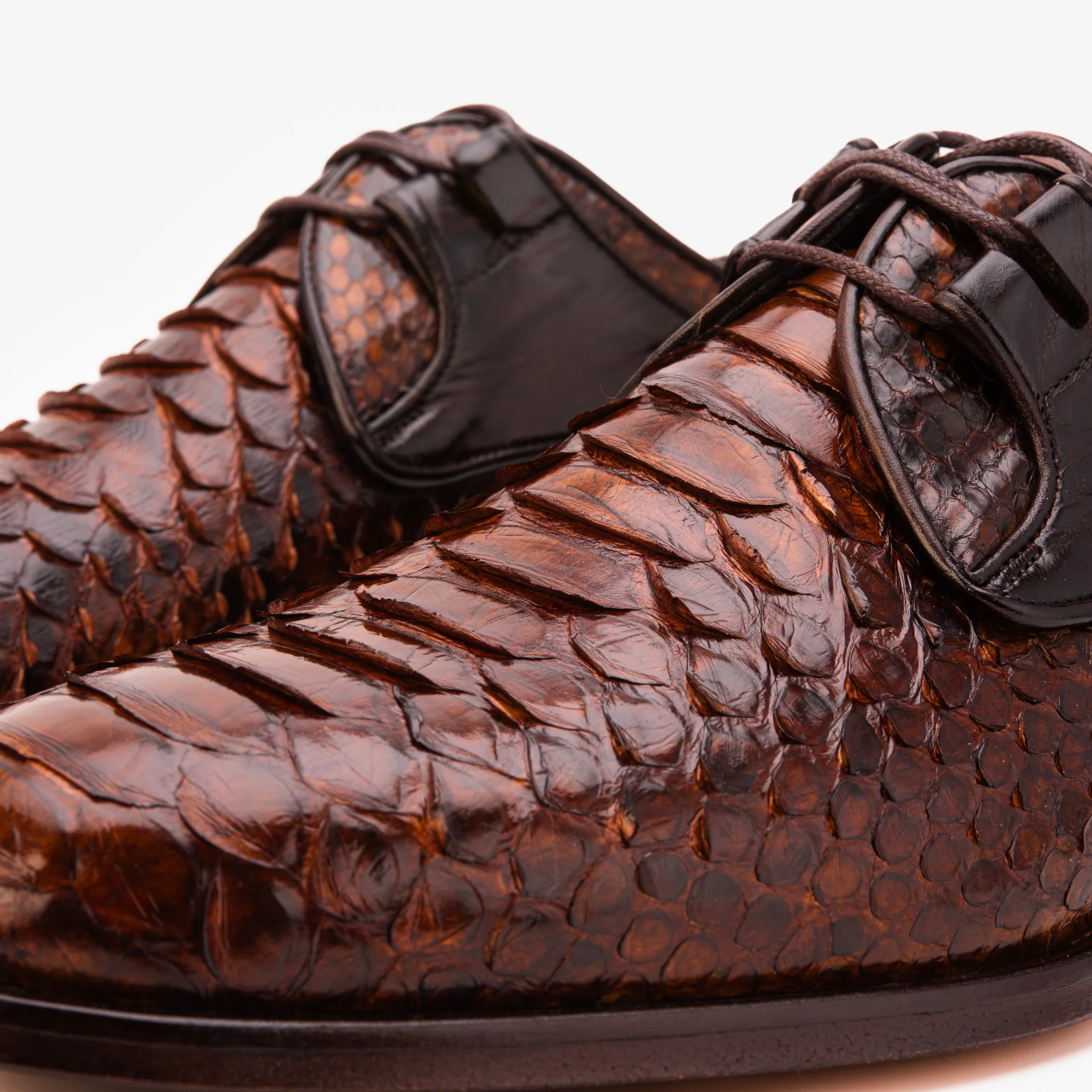 The Valmont Tan Python Leather Derby Men Shoe - Image 3