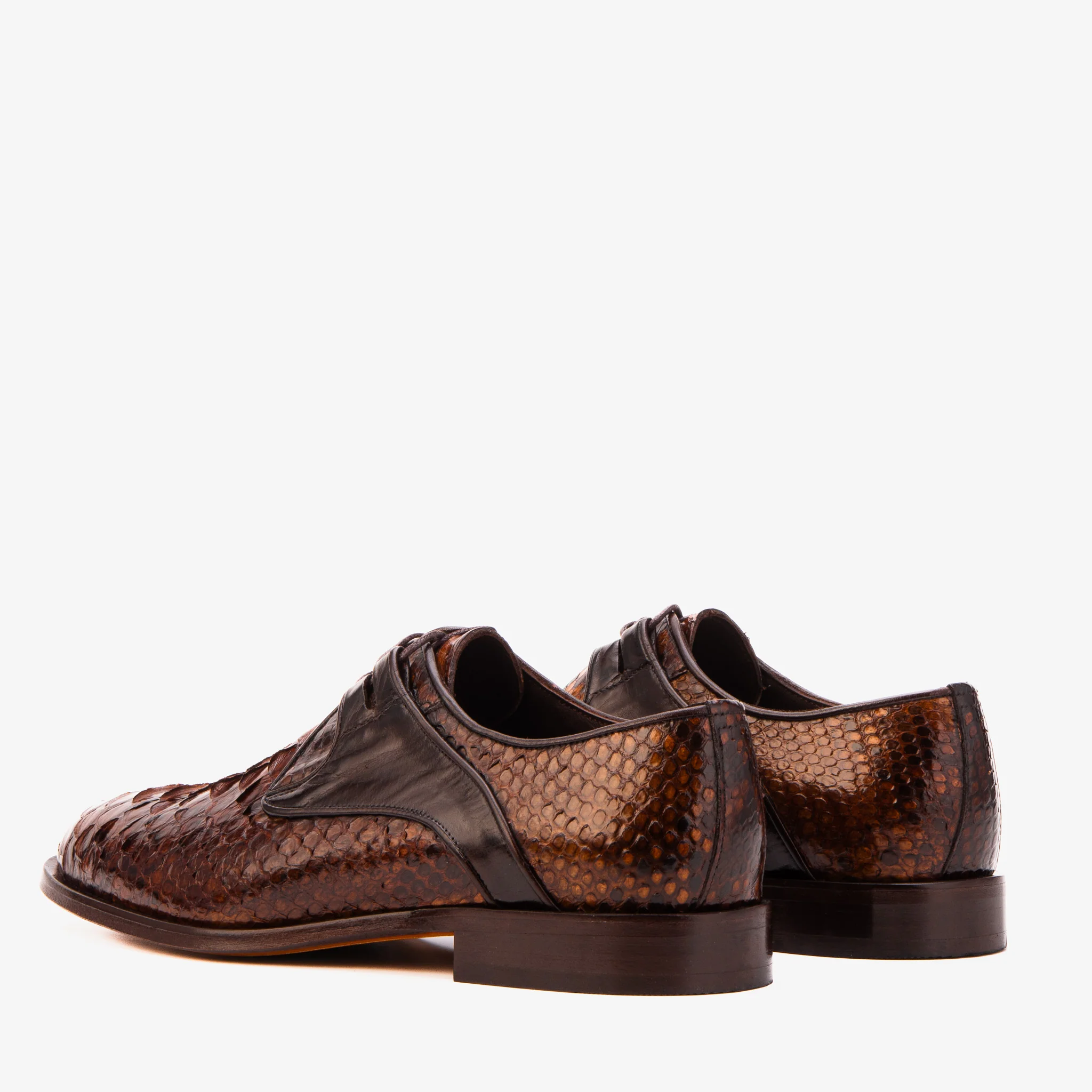 The Valmont Tan Python Leather Derby Men Shoe - Image 4