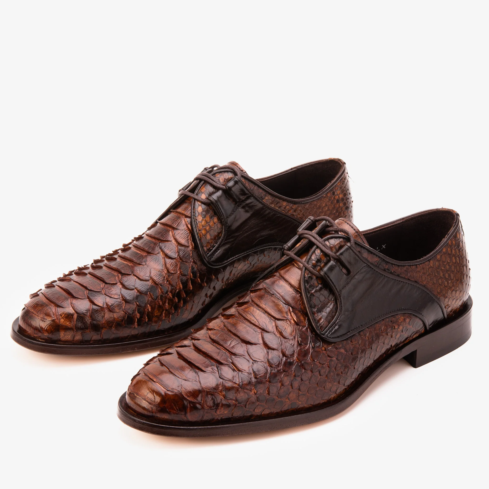 The Valmont Tan Python Leather Derby Men Shoe - Image 6