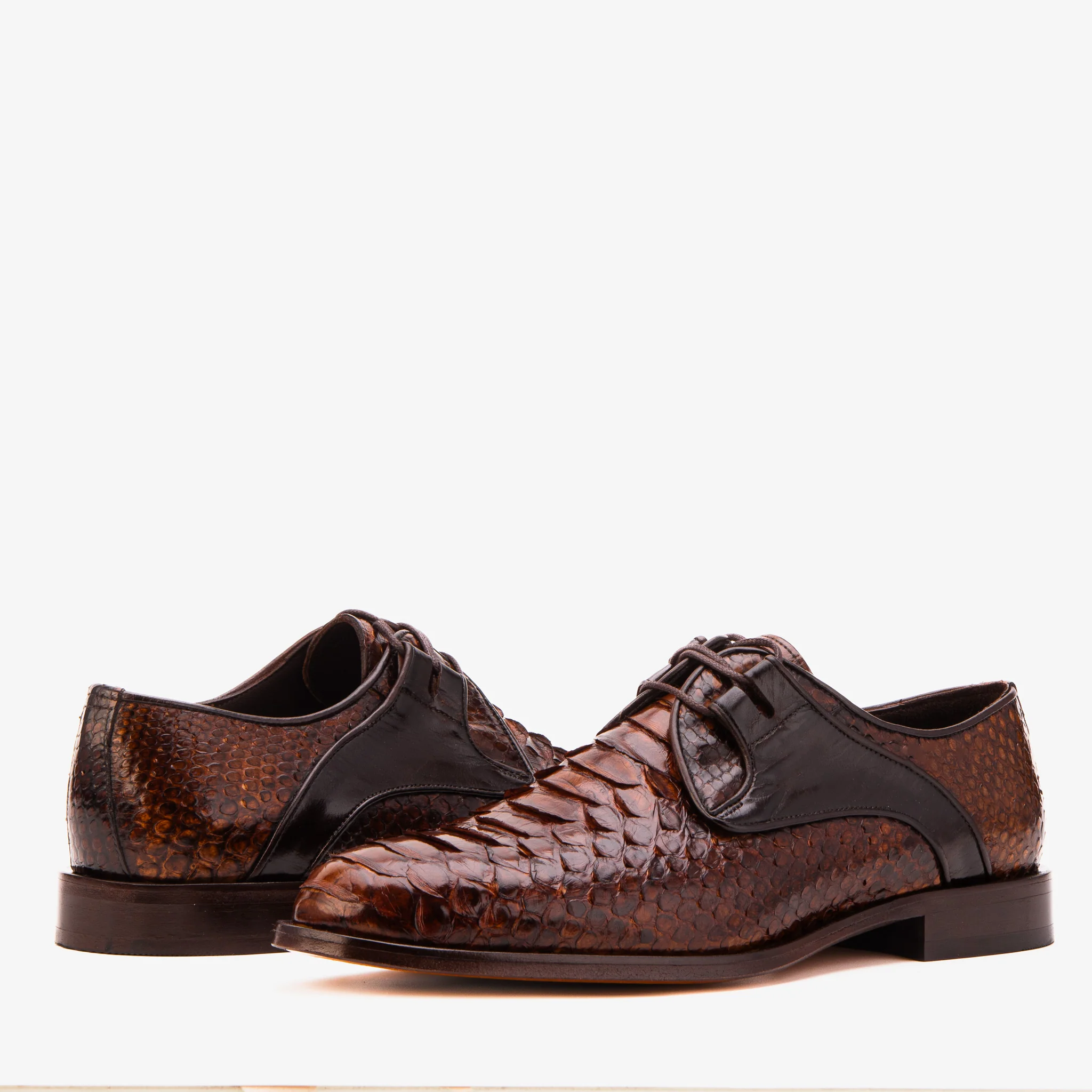 The Valmont Tan Python Leather Derby Men Shoe - Image 7