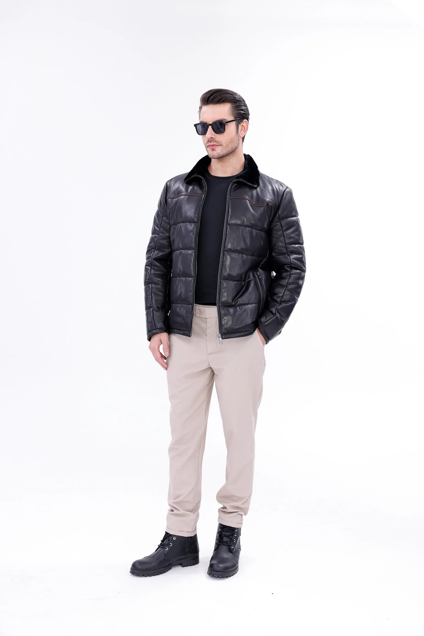 The Valtina Black Shearling Men Jacket - Image 2