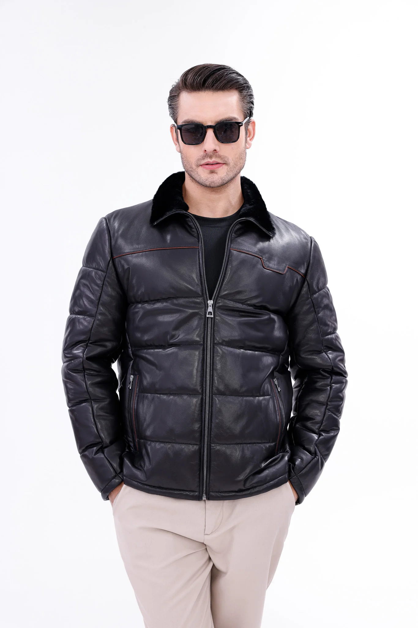 The Valtina Black Shearling Men Jacket - Image 9