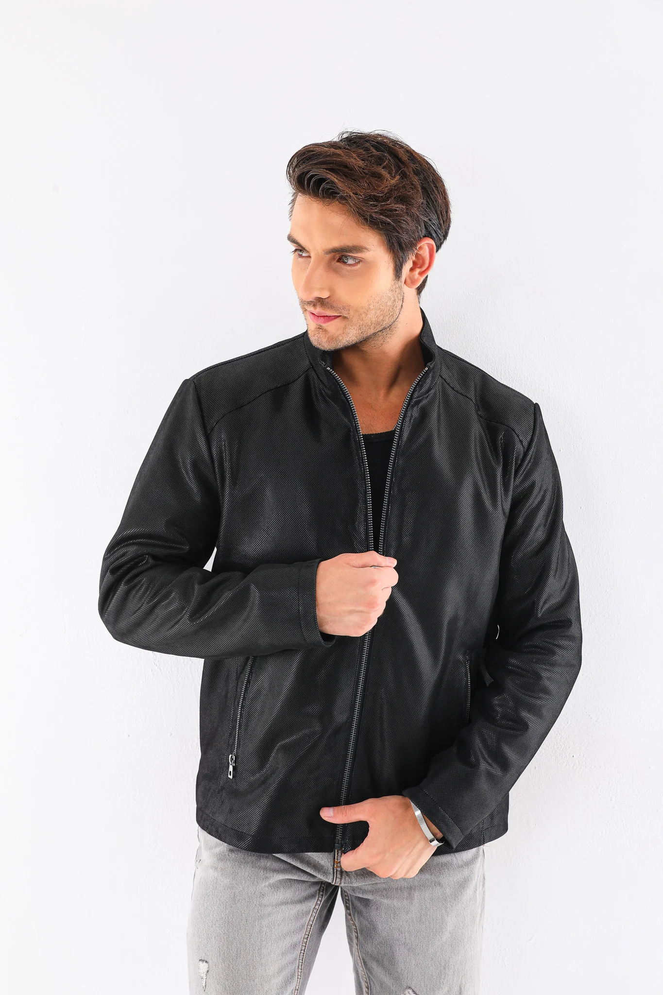 The Varden Black Leather Men Jacket - Image 10