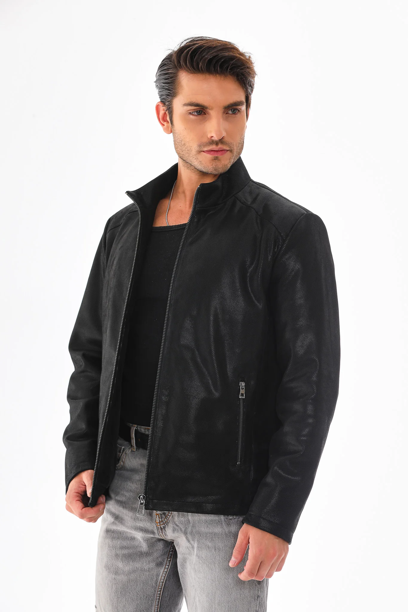 The Varden Black Leather Men Jacket - Image 2