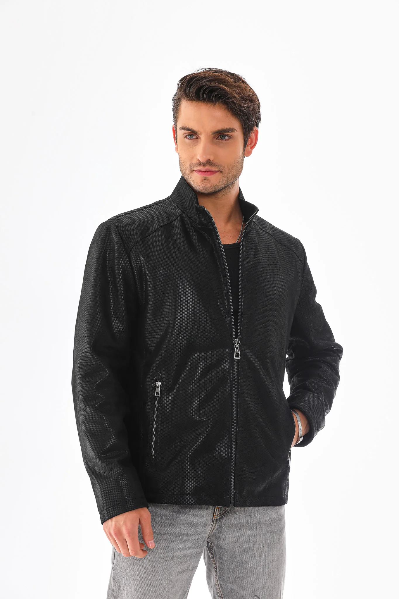 The Varden Black Leather Men Jacket - Image 5