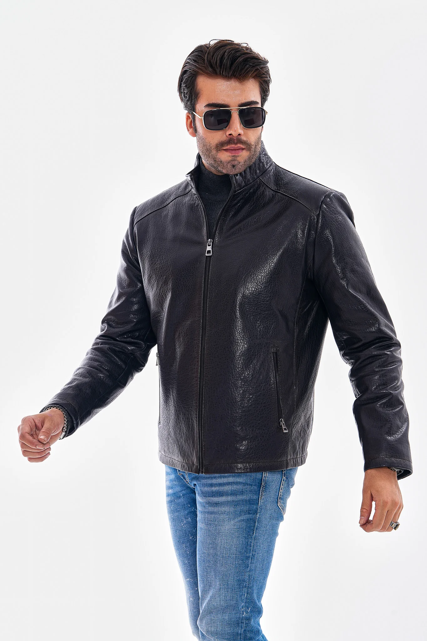 The Varden Navy Blue Leather Men Jacket - Image 6