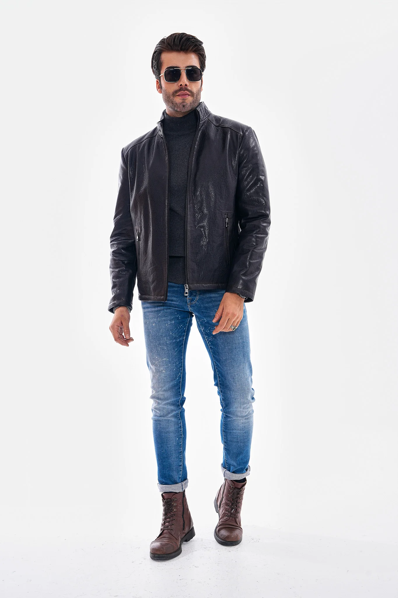 The Varden Navy Blue Leather Men Jacket - Image 7