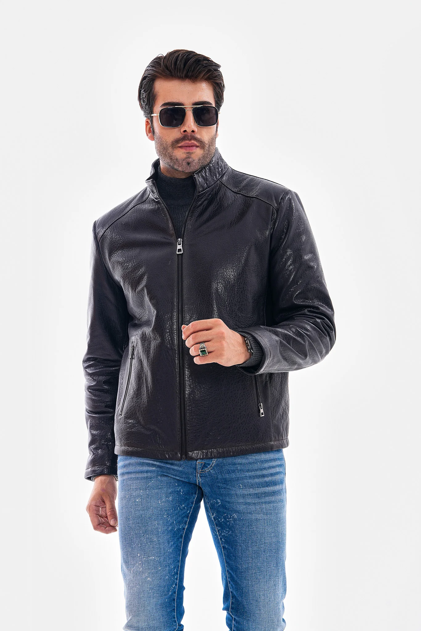 The Varden Navy Blue Leather Men Jacket - Image 8