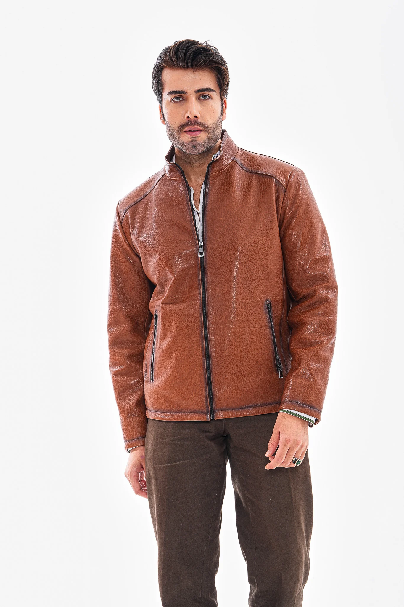 The Varden Tan Leather Men Jacket - Image 2