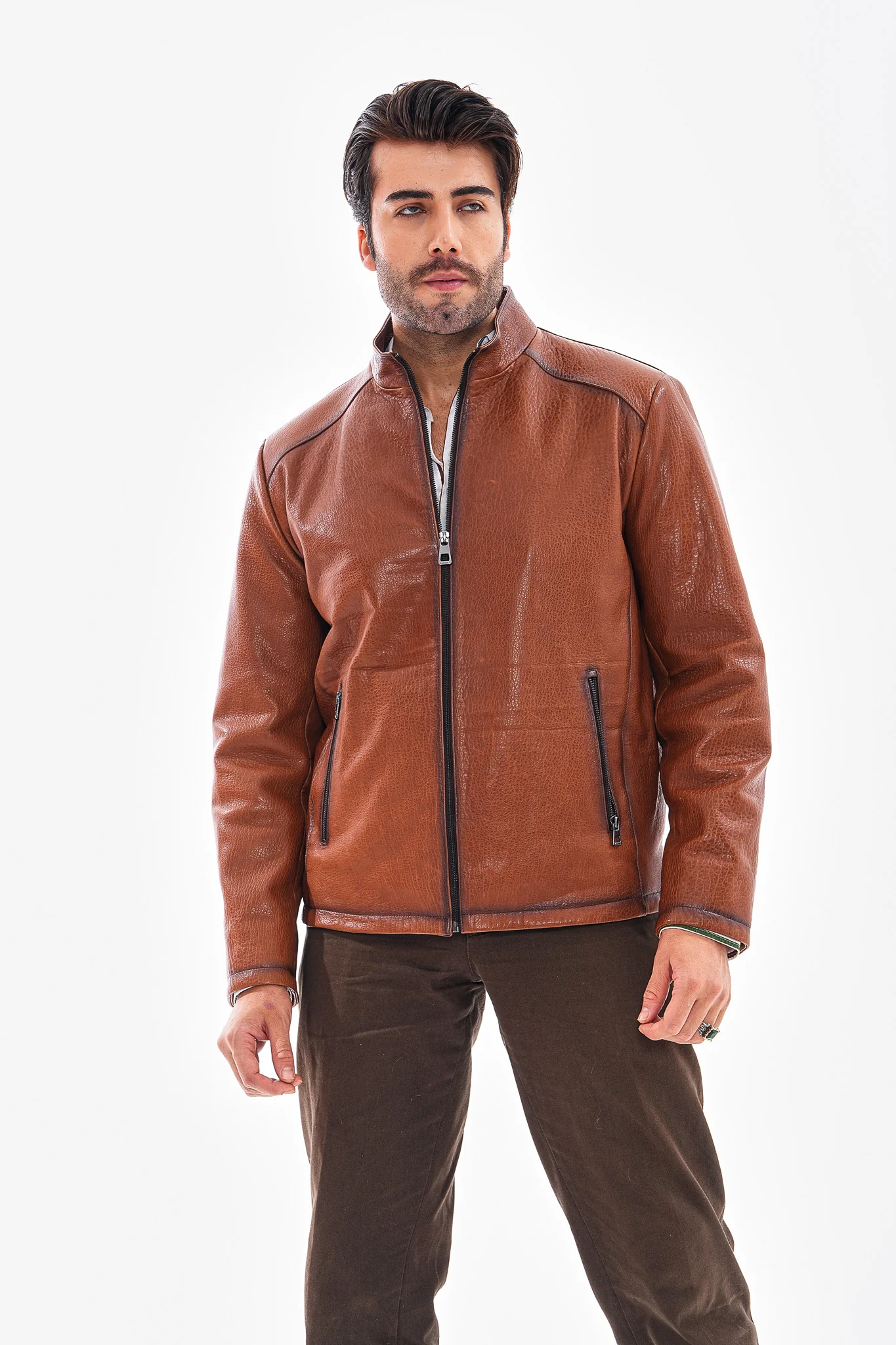 The Varden Tan Leather Men Jacket - Image 6