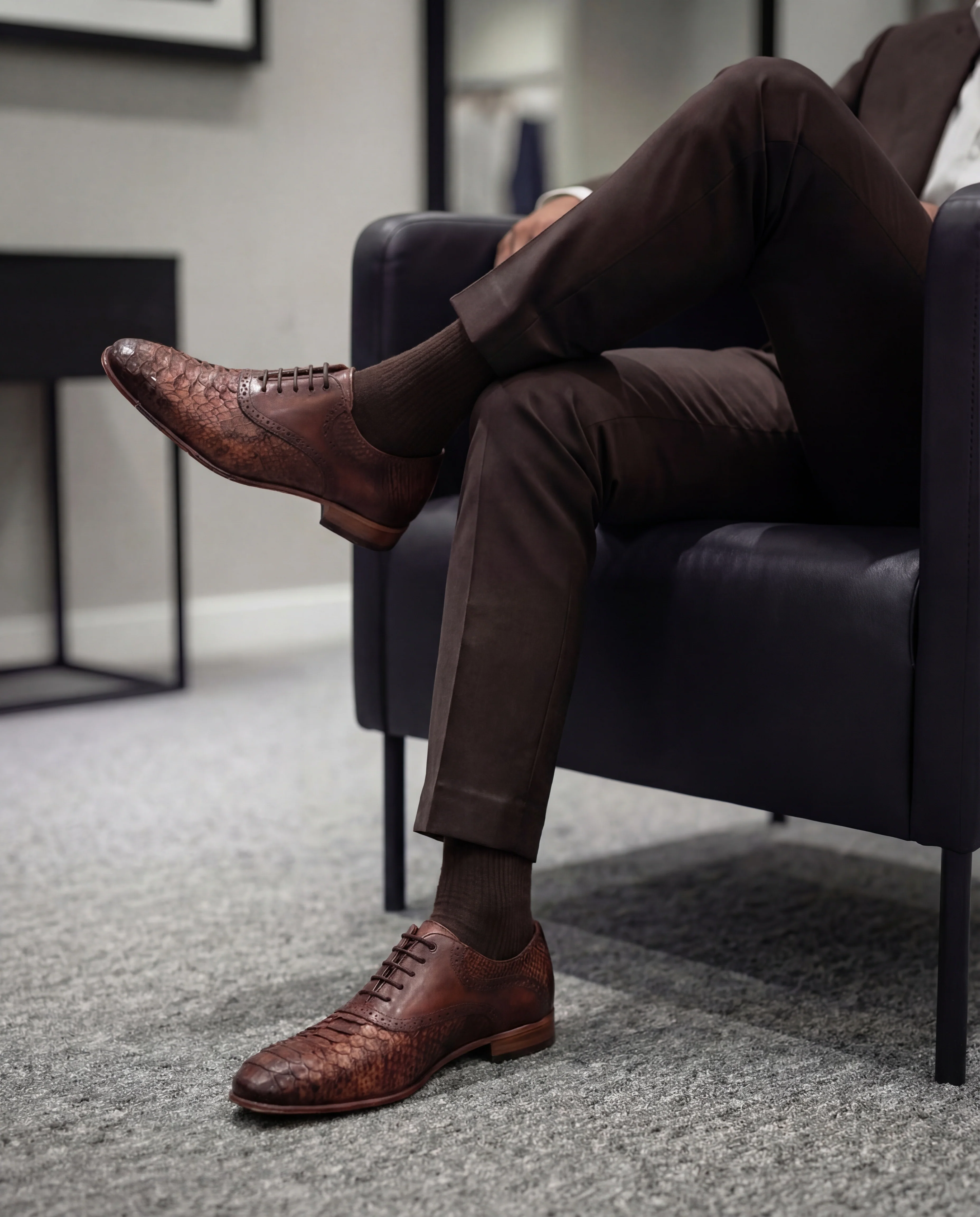 The Varenne Tan Pythn Leather Oxford Men Shoe - Image 11