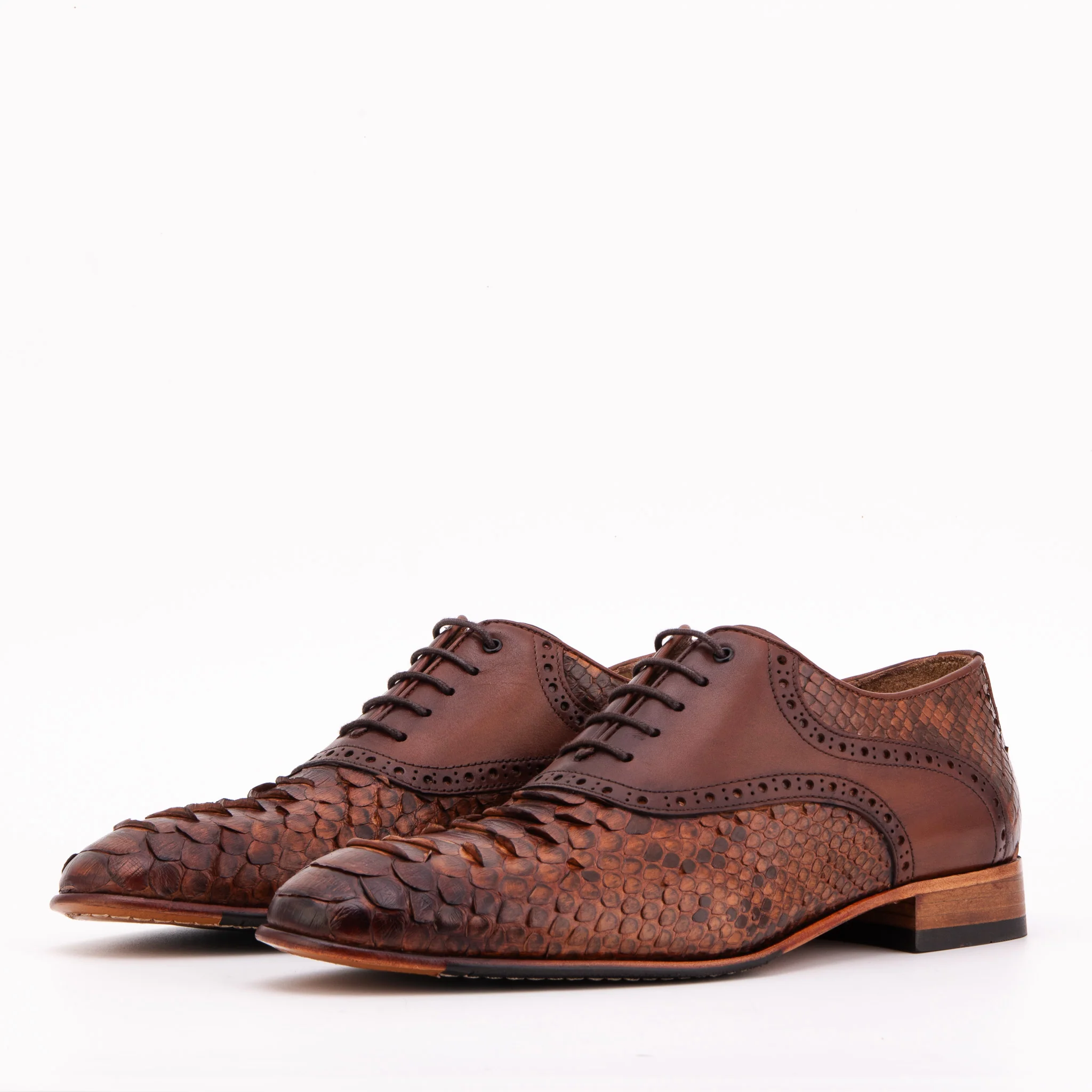 The Varenne Tan Pythn Leather Oxford Men Shoe - Image 2
