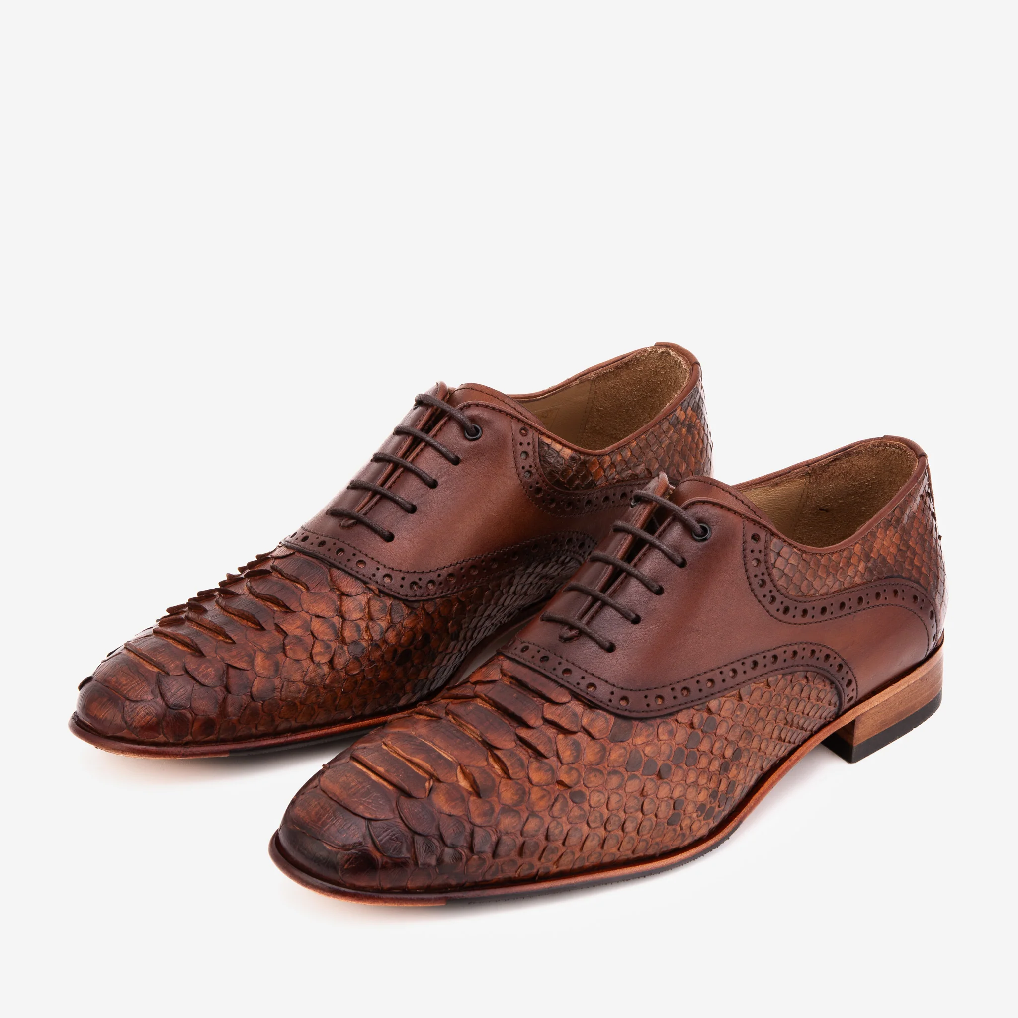 The Varenne Tan Pythn Leather Oxford Men Shoe - Image 5