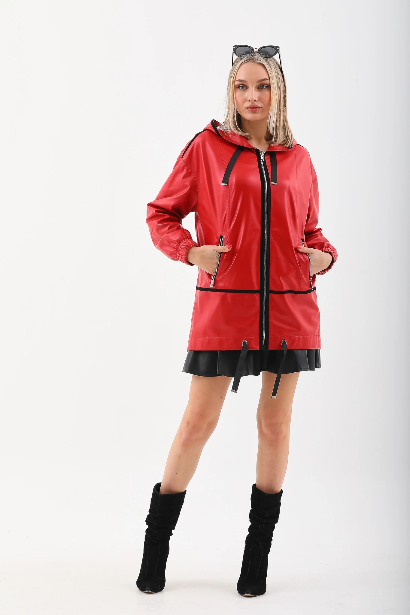 The Vega Red Reversible Leather Women Jacket - Image 10