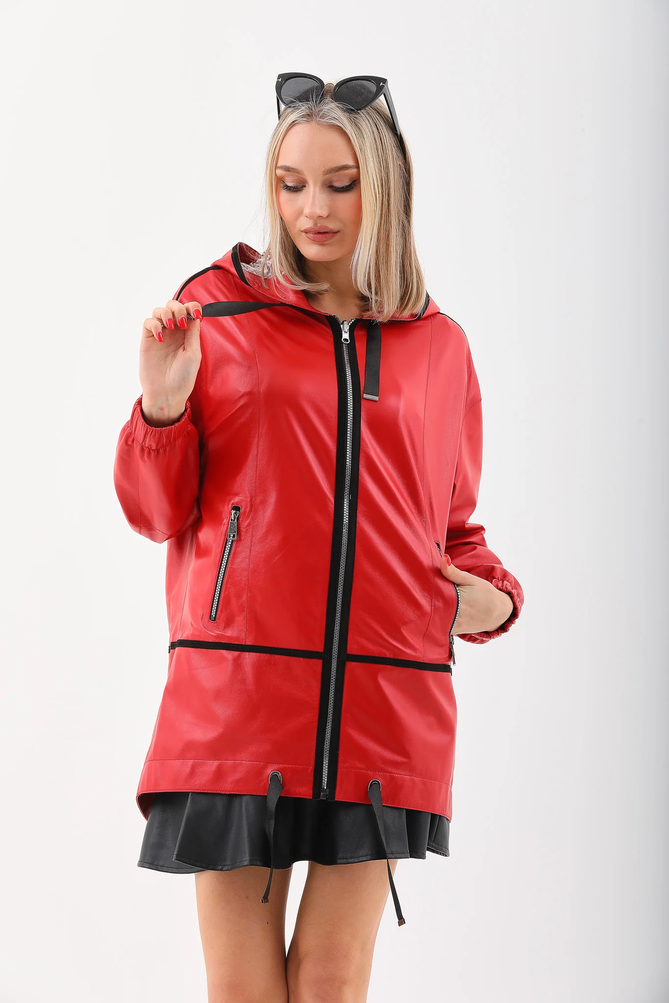 The Vega Red Reversible Leather Women Jacket - Image 9
