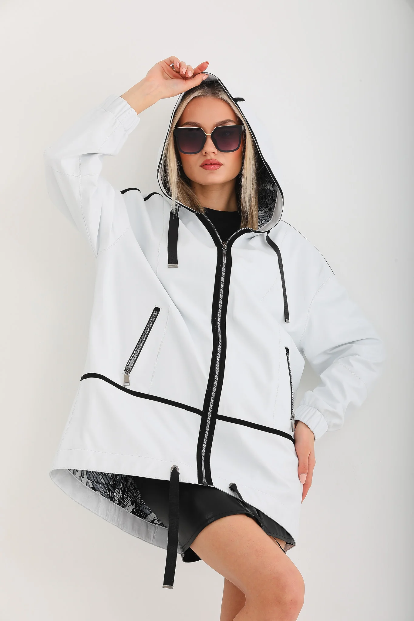 The Vega White Reversible Leather Women Jacket - Image 5
