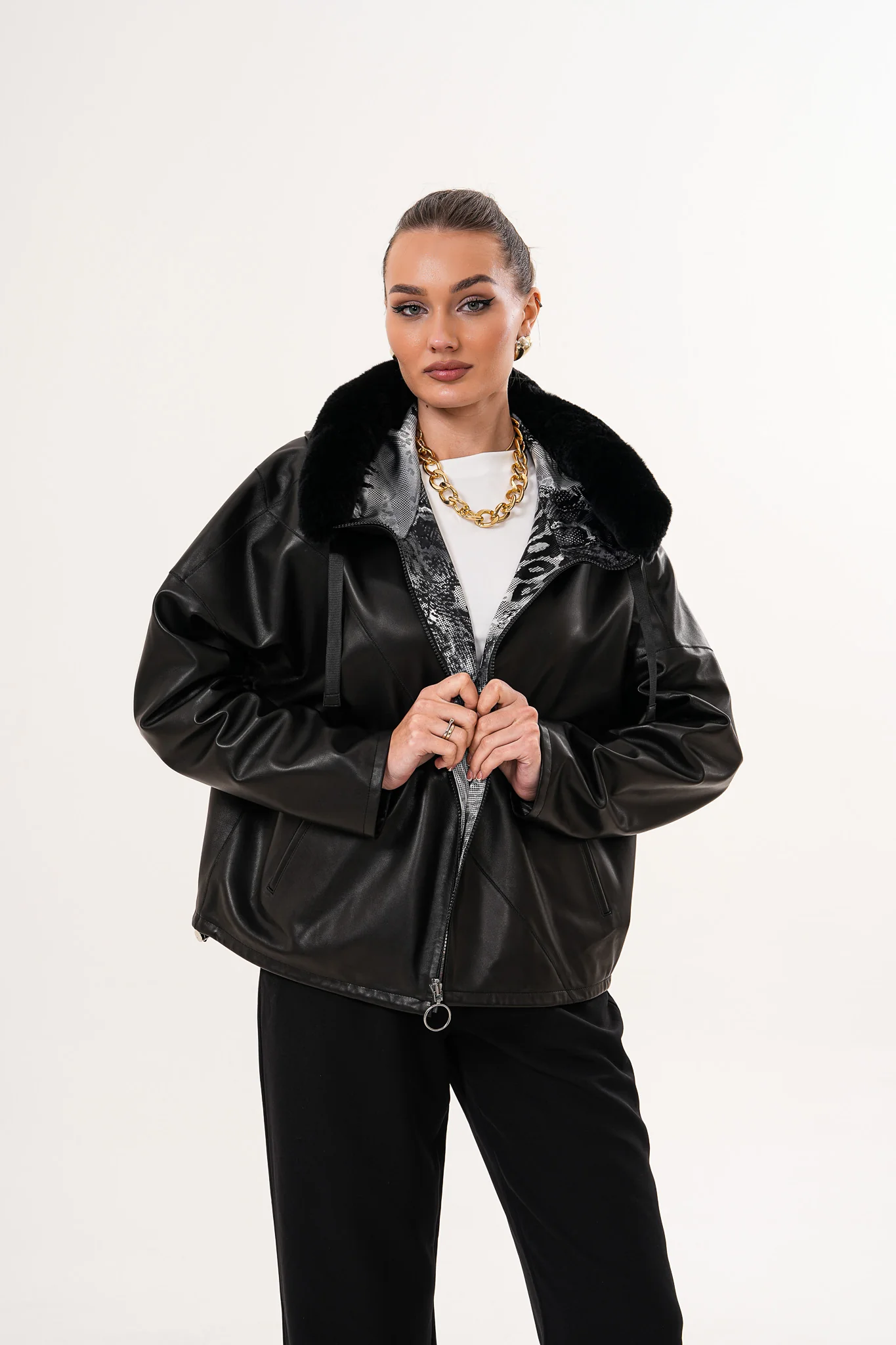 The Velora Black Reversible Lambskin Women Leather Jacket - Image 14
