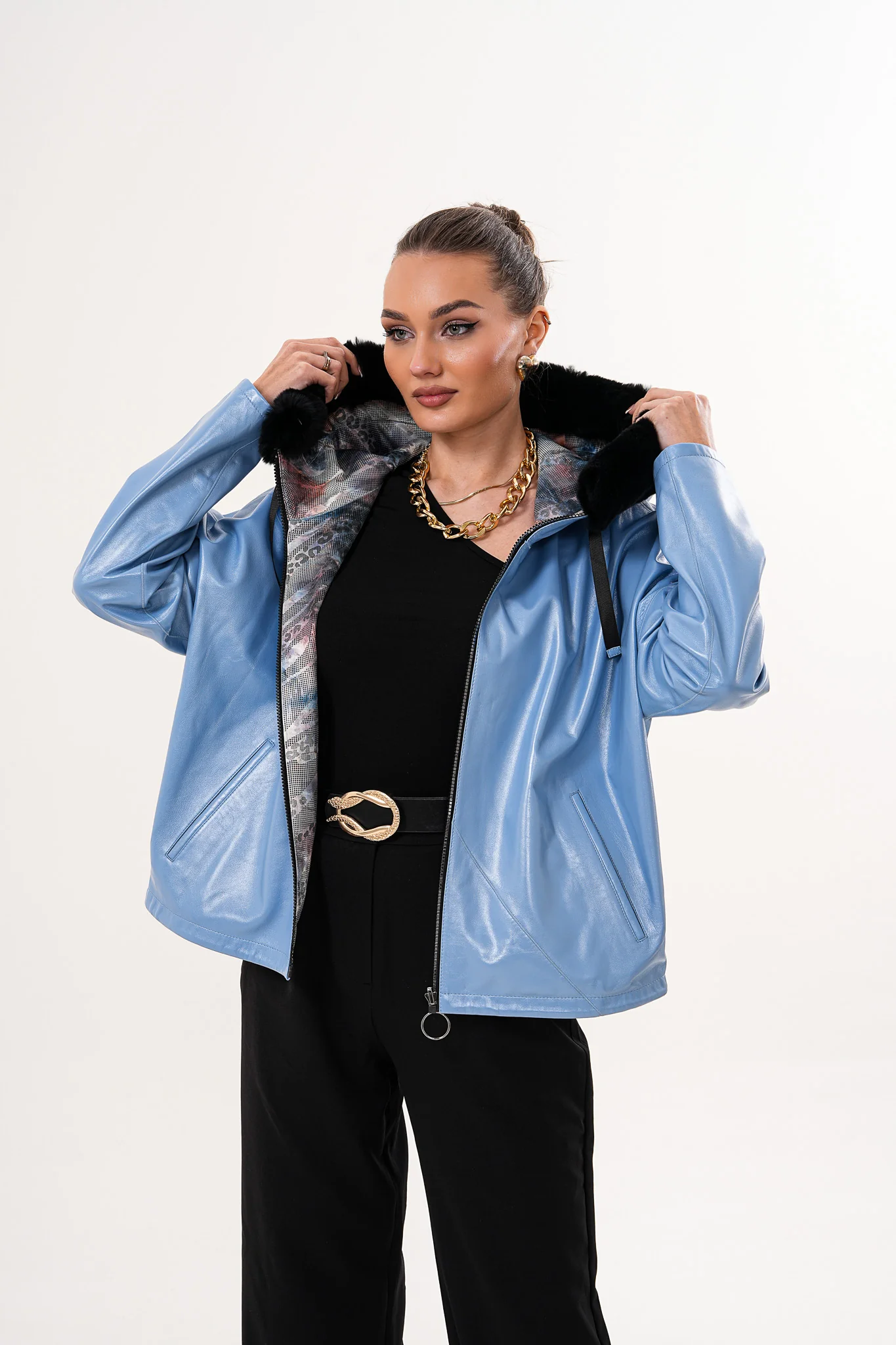 The Velora Sky Blue Reversible Lambskin Women Leather Jacket - Image 11