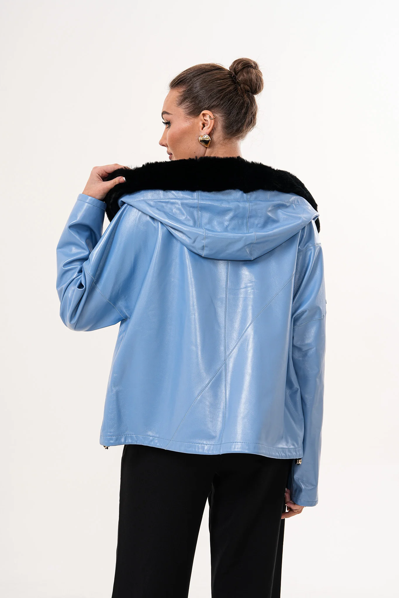 The Velora Sky Blue Reversible Lambskin Women Leather Jacket - Image 3